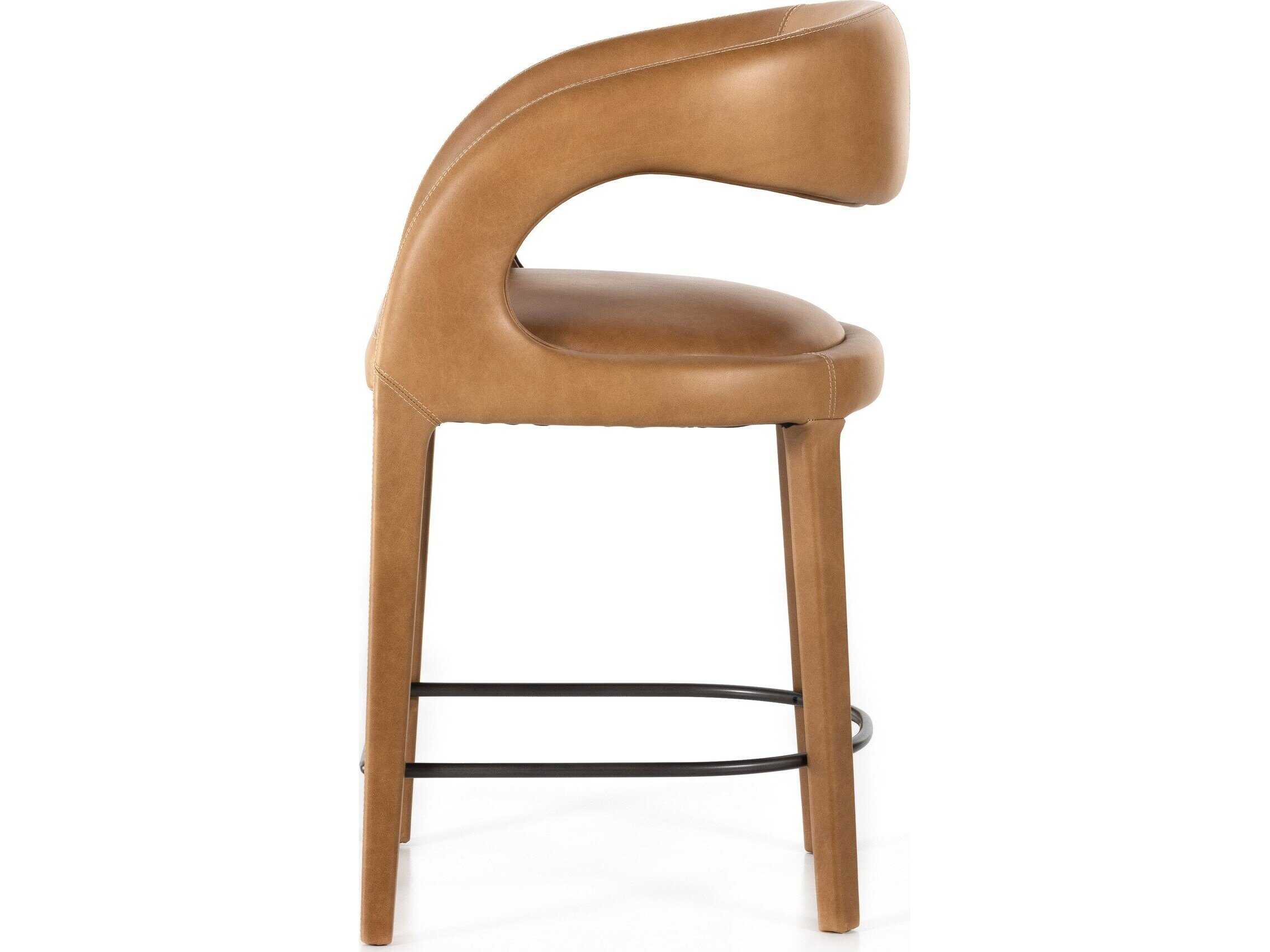 Four Hands Townsend Hawkins Leather Sonoma Butterscotch Gunmetal Counter Stool