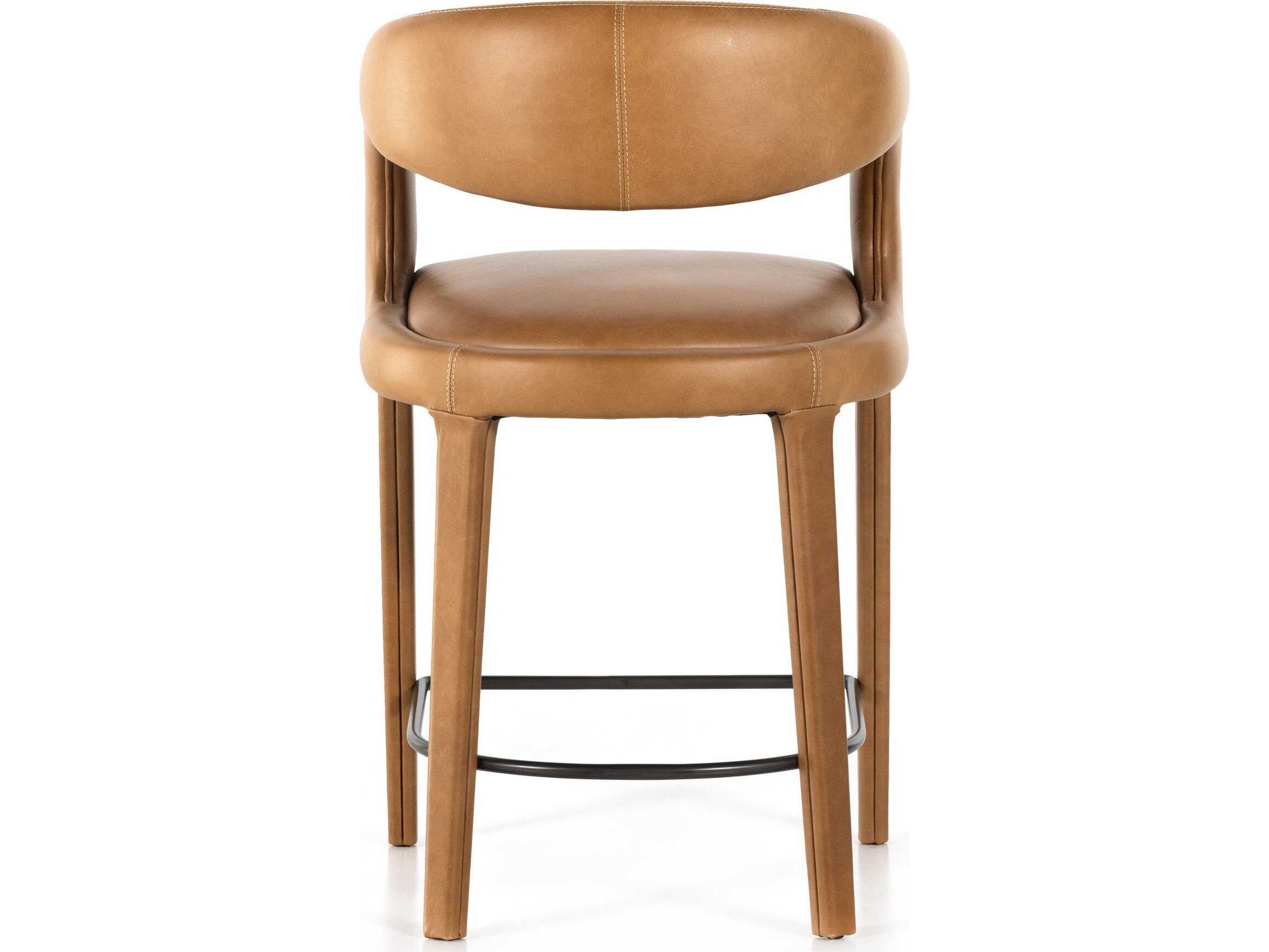 Luxecor Globetrotter Hawkins Leather Sonoma Butterscotch Gunmetal Counter Stool