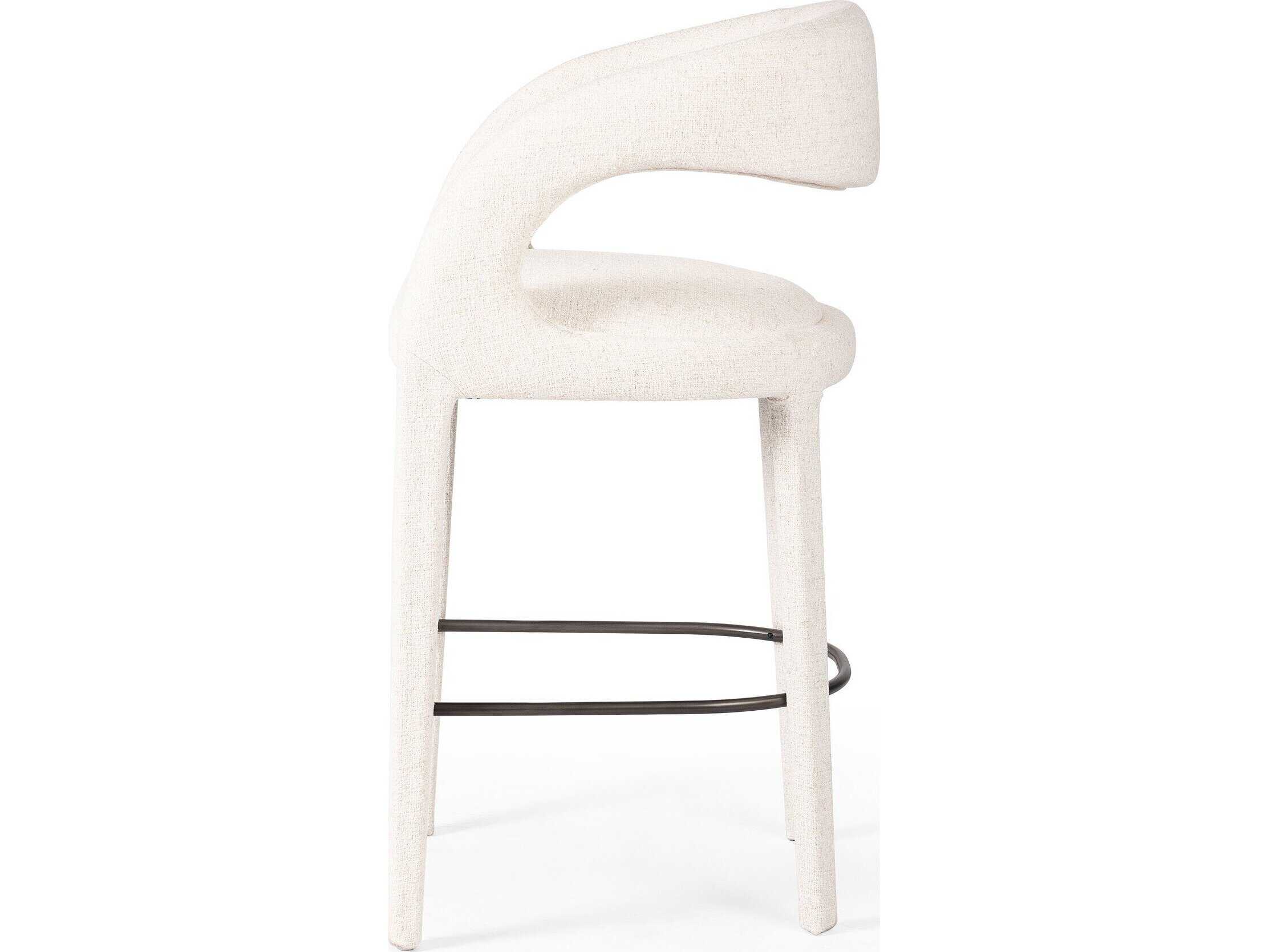 Four Hands Townsend Hawkins Upholstered Omari Natural Gunmetal Bar Stool