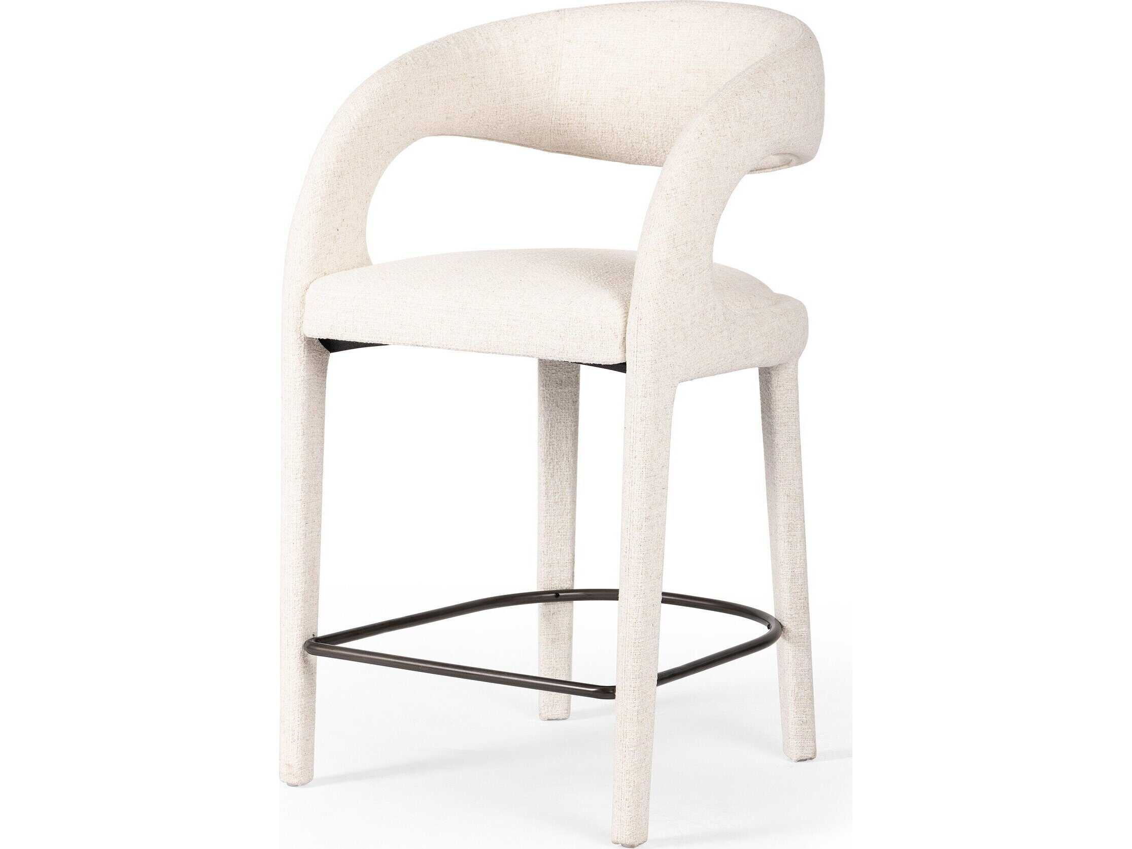 Four Hands Townsend Hawkins Upholstered Omari Natural Gunmetal Counter Stool
