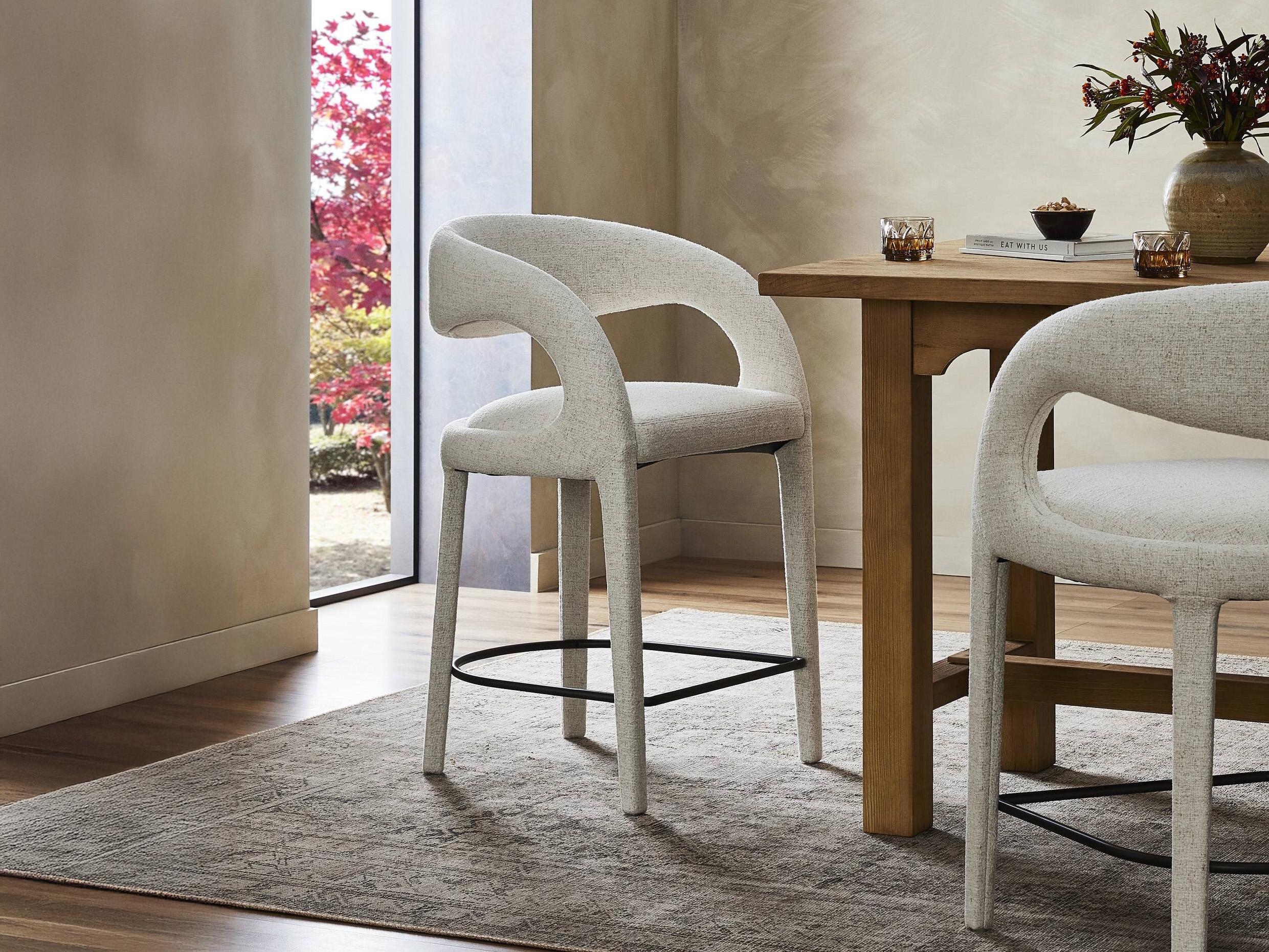 Four Hands Townsend Hawkins Upholstered Omari Natural Gunmetal Counter Stool