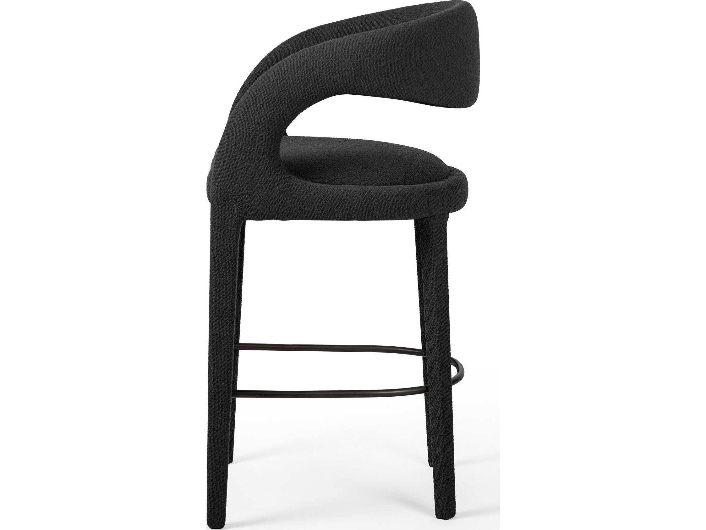 Four Hands Townsend Hawkins FIQA Boucle Charcoal Upholstered Bar Stool