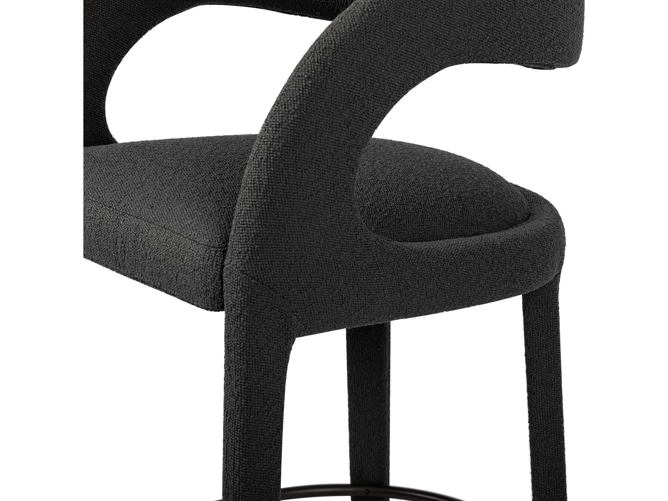 Four Hands Townsend Hawkins FIQA Boucle Charcoal Upholstered Bar Stool
