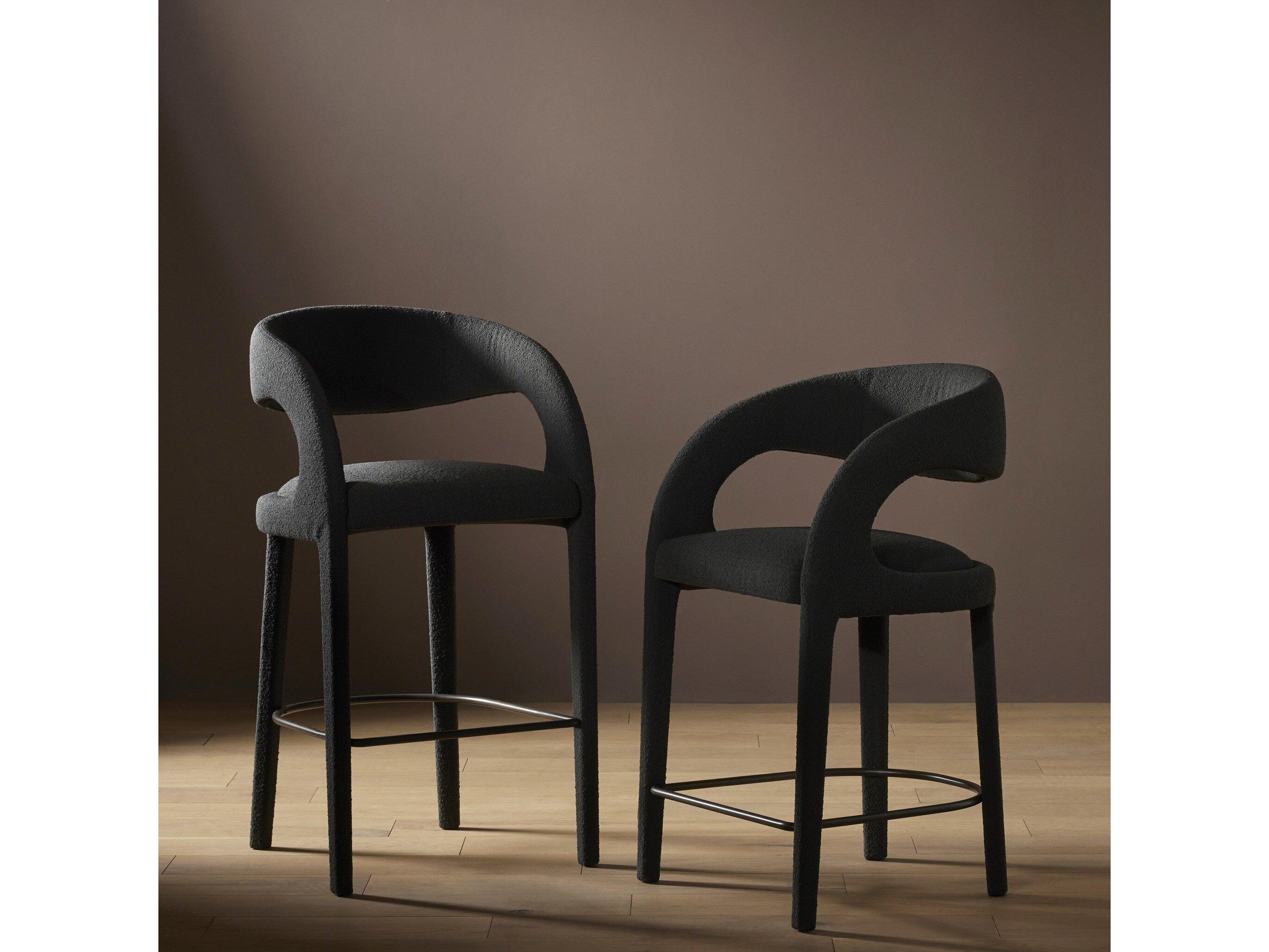 Four Hands Townsend Hawkins FIQA Boucle Charcoal Upholstered Counter Stool