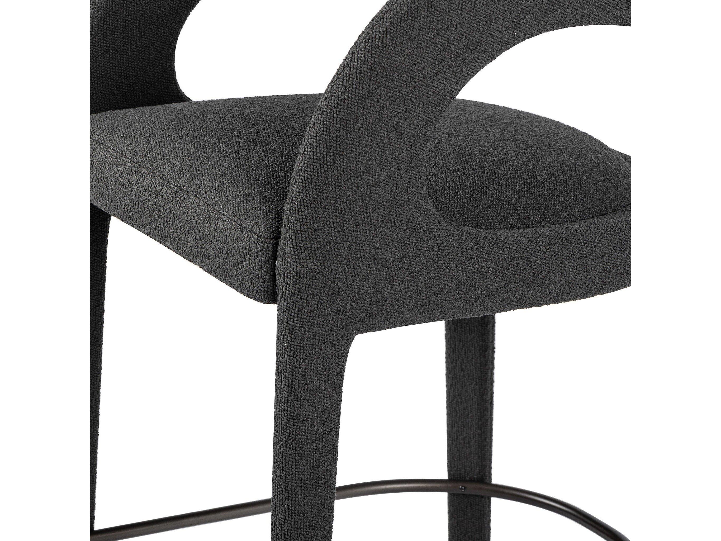 Four Hands Townsend Hawkins FIQA Boucle Charcoal Upholstered Counter Stool