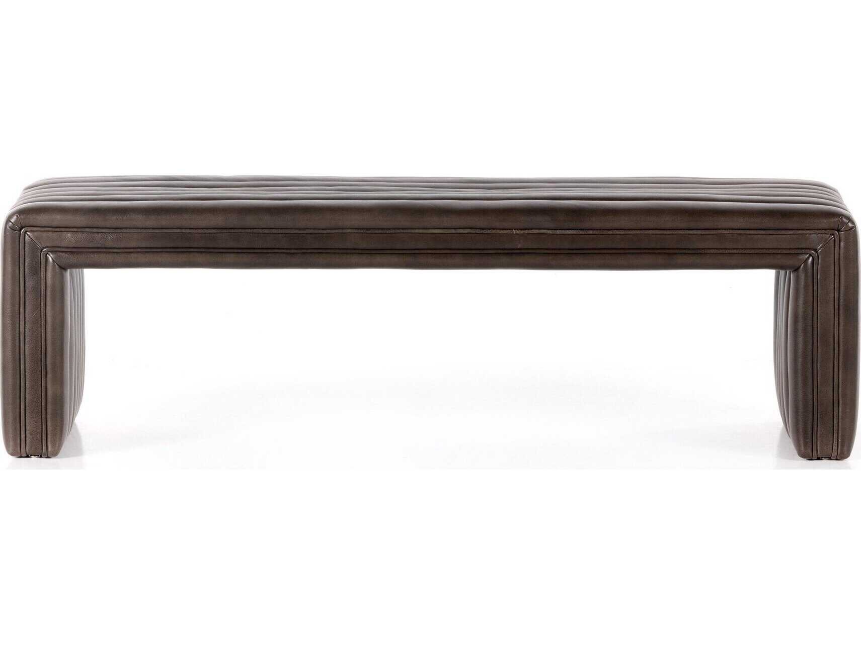 Four Hands Grayson Deacon Wolf Brown Leather Accent Bench