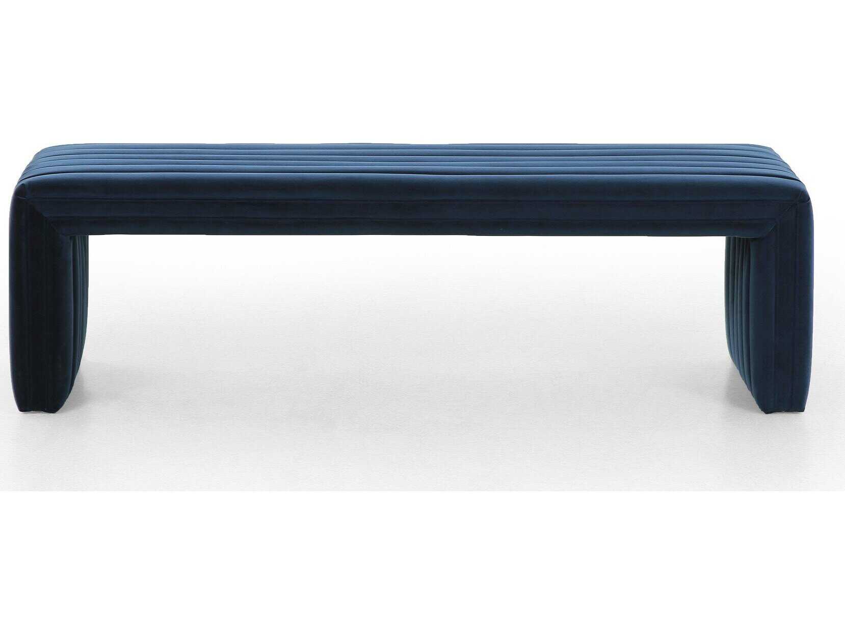 Four Hands Grayson Augustine Sapphire Navy Upholstered Dining Bench