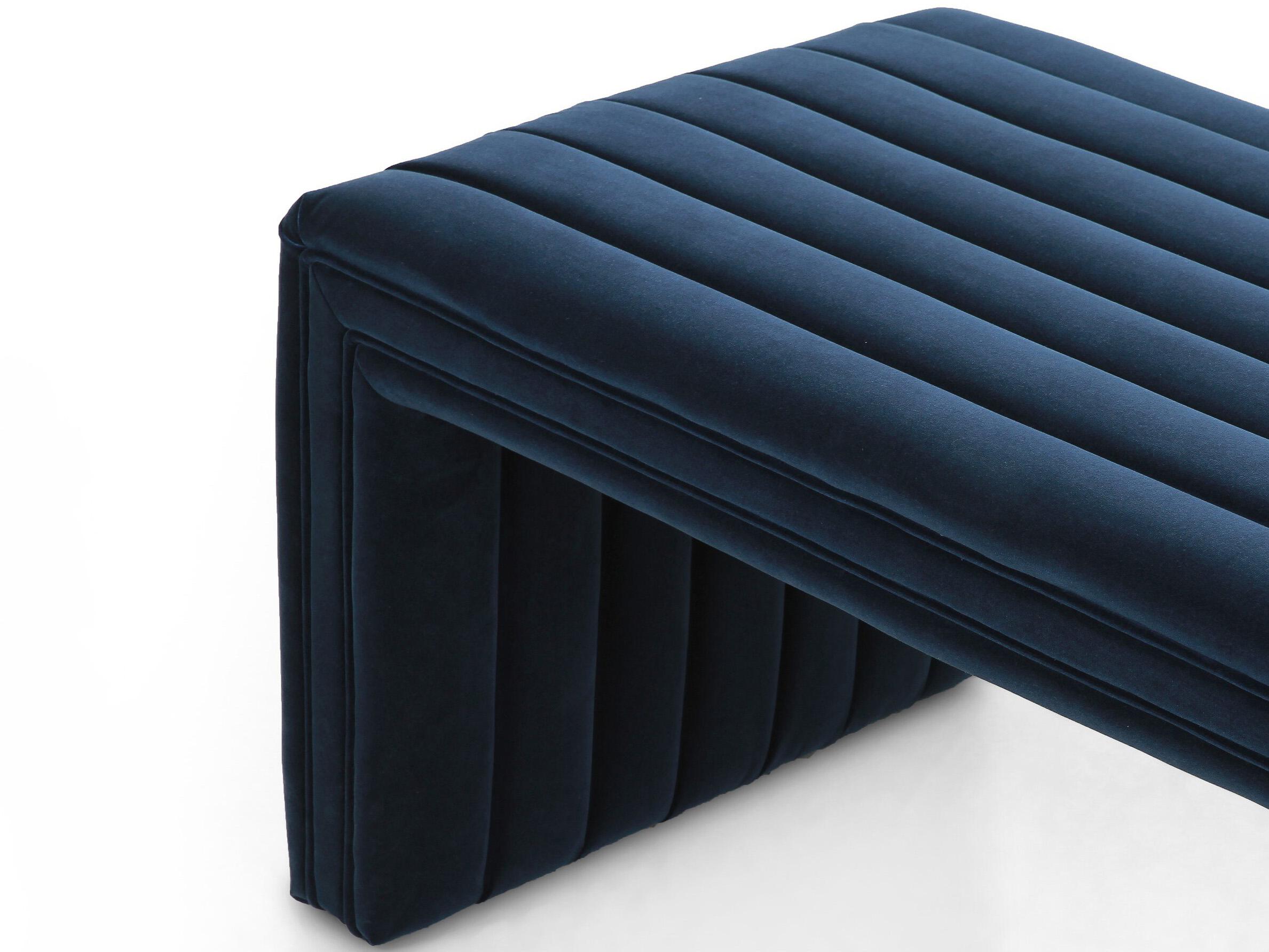 Four Hands Grayson Augustine Sapphire Navy Upholstered Dining Bench