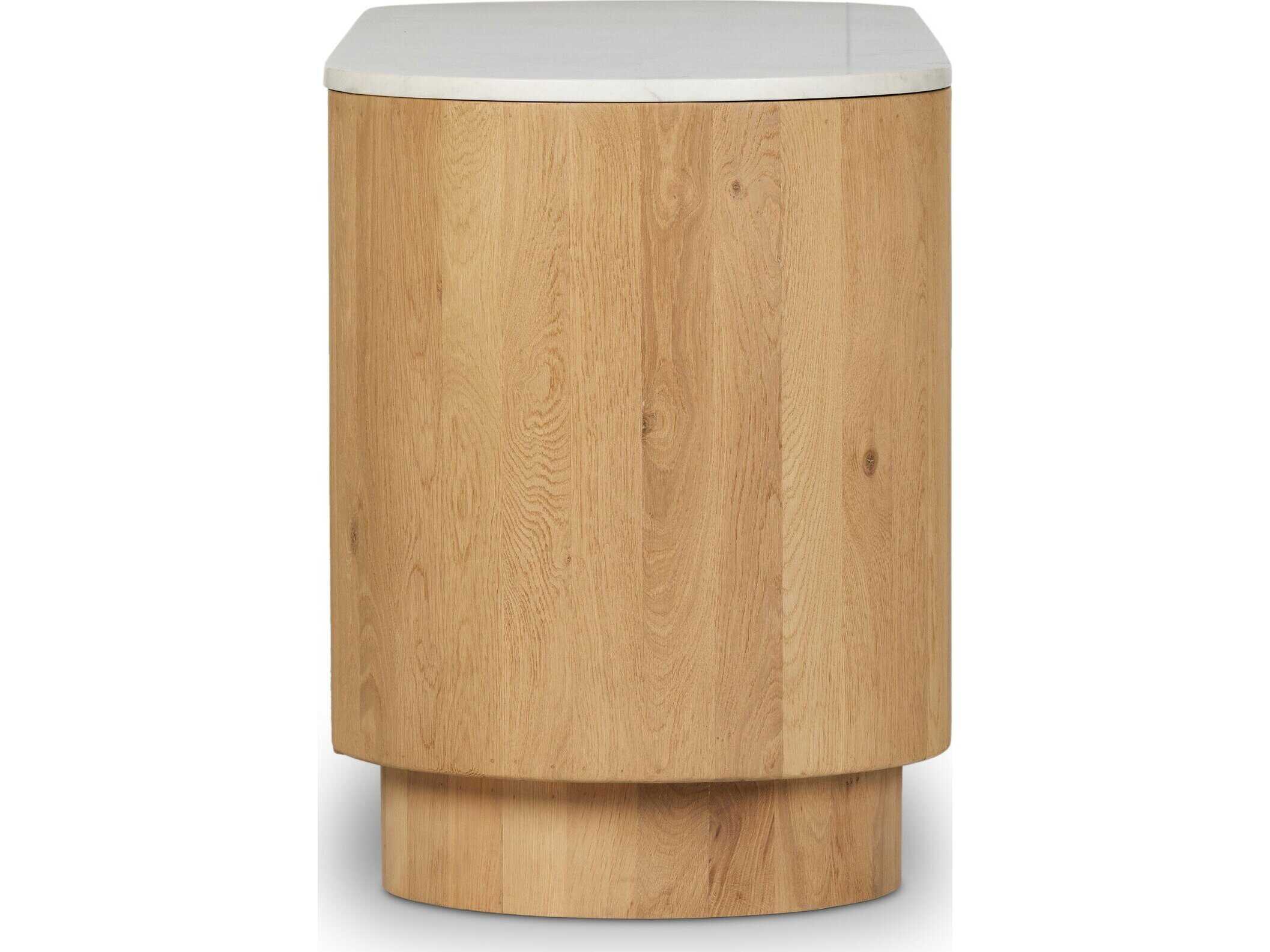 Four Hands Leighton 74" Oak Wood Light Blonde White Marble Sideboard