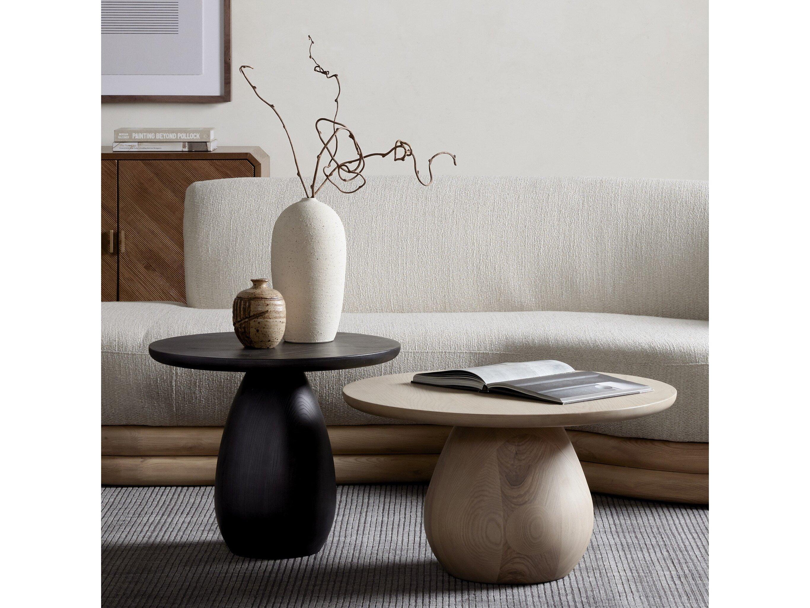 Four Hands Belfast Merla Round Wood Light Natural Ash End Table