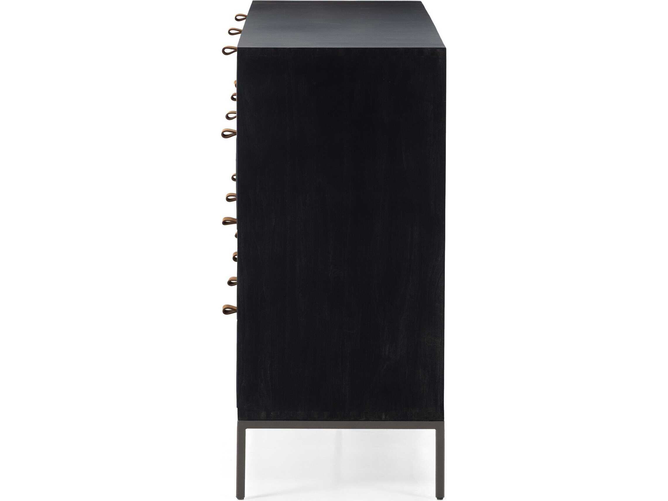 Four Hands Fulton Trey Black Wash Poplar  Wood 9 Drawer Dresser