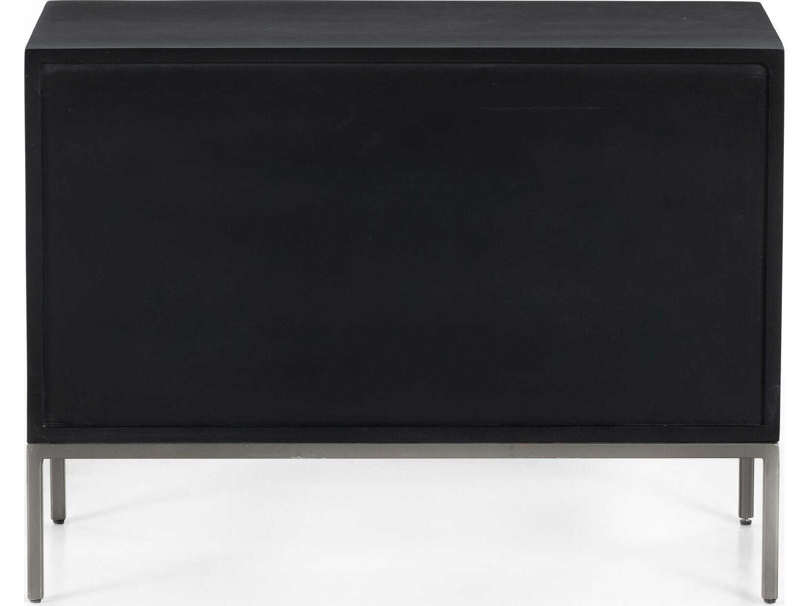 Four Hands Fulton Trey 3-Drawers Black Poplar Wood Nightstand