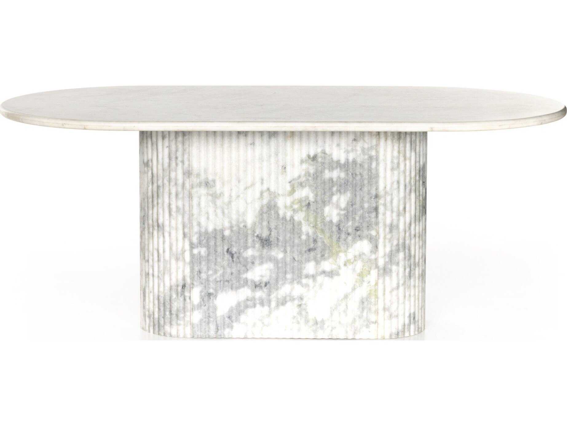 Four Hands Rockwell Oranda Polished White Marble Dining Table