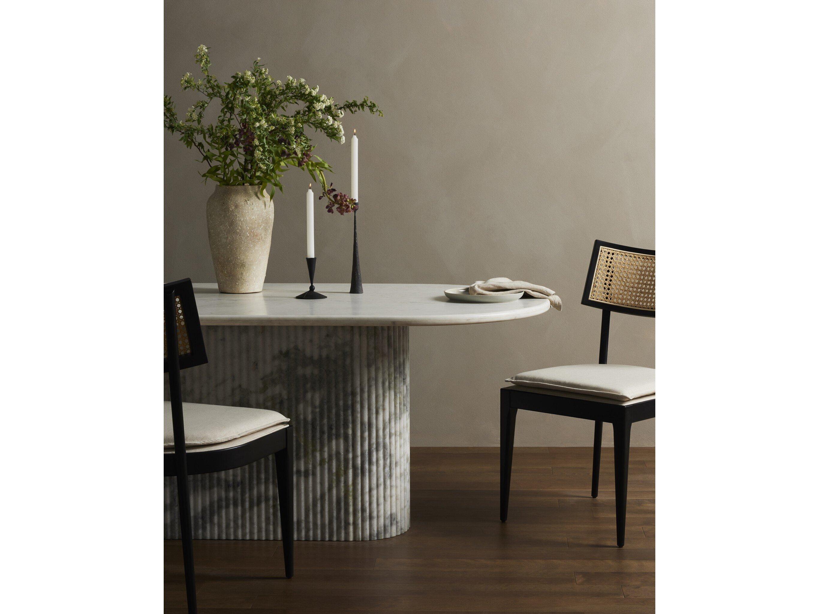 Four Hands Rockwell Oranda Polished White Marble Dining Table