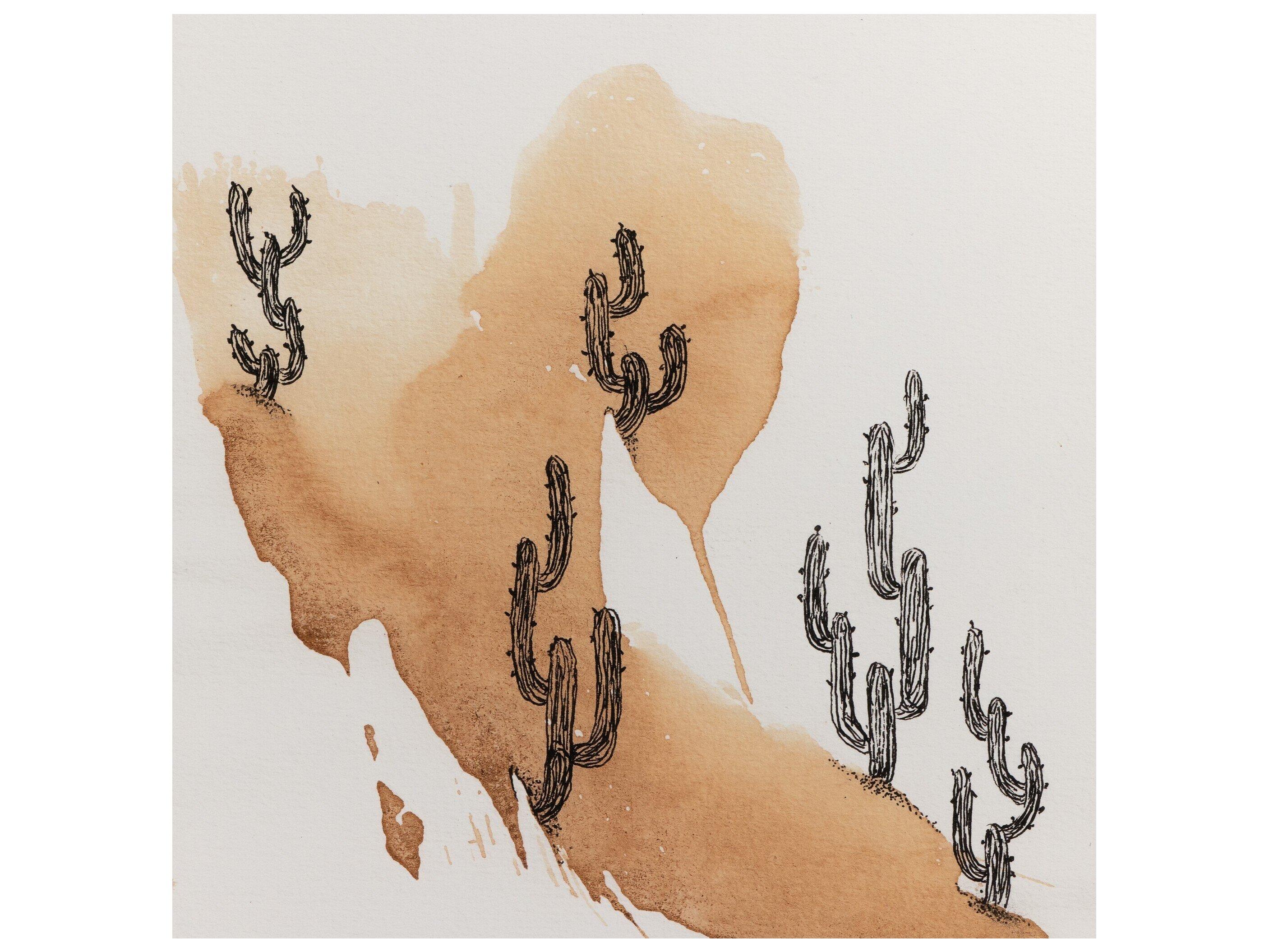 Four Hands Art Studio Into The Desert by Santhosh Ch Vertical Grain White Oak  Canvas Wall Art