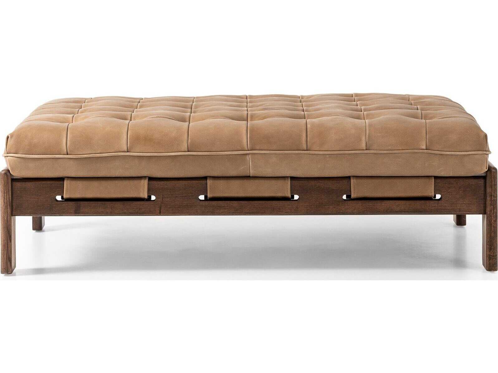 Four Hands Kensington Halston Brown Leather Ottoman