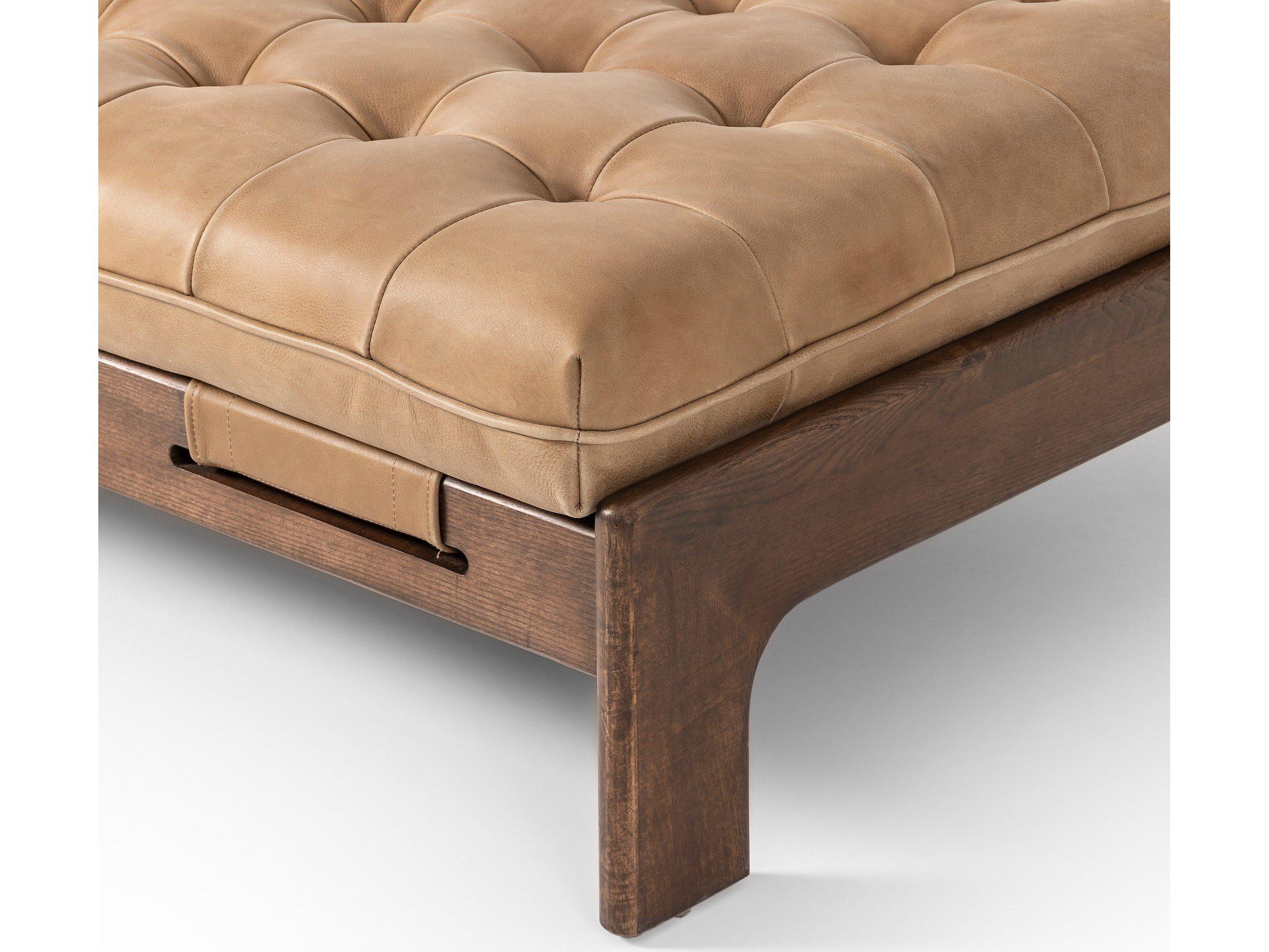 Four Hands Kensington Halston Brown Leather Ottoman