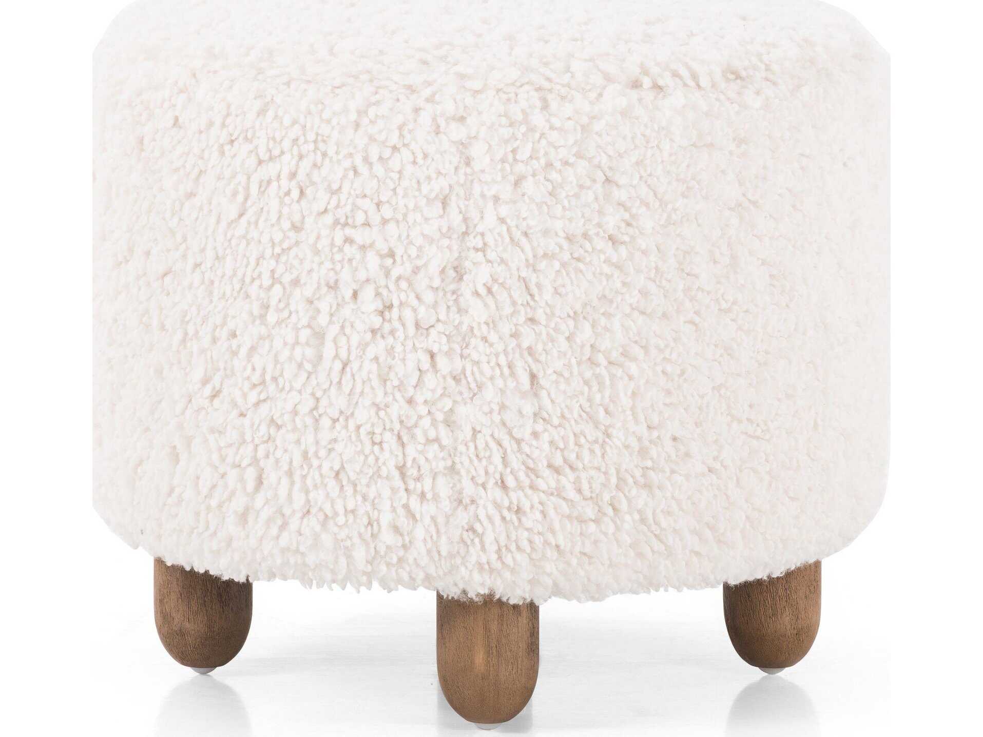 Four Hands Kensington Aniston White Upholstered Ottoman