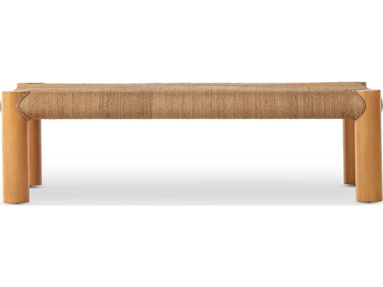 Four Hands Grass Roots Olin Rectangular Light Wash Mahogany Natural Agel Coffee Table