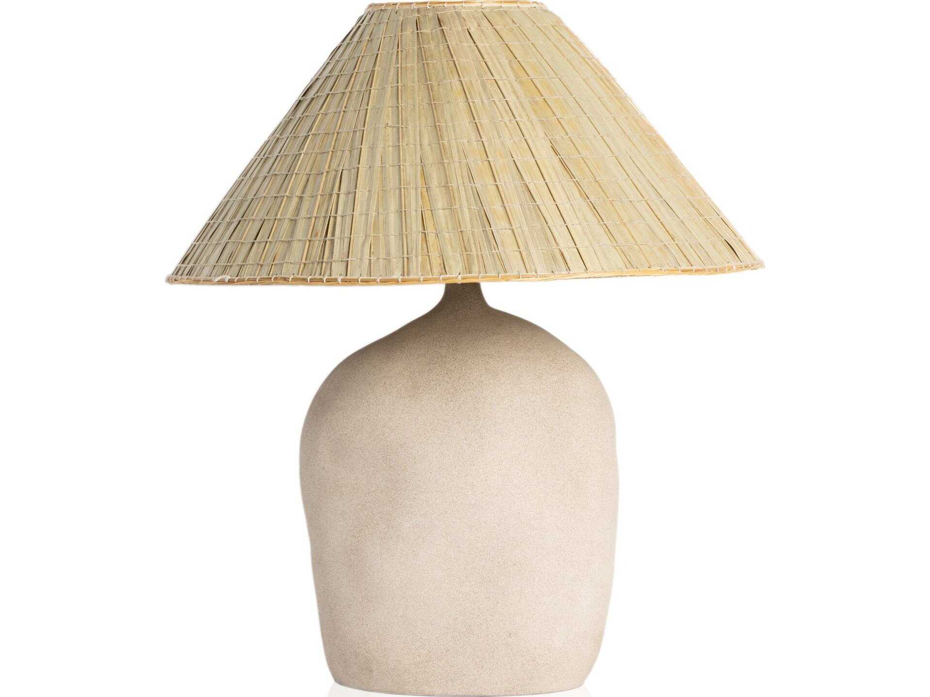 Four Hands Ryker Sand Porcelain Natural Palm Brown LED Buffet Lamp