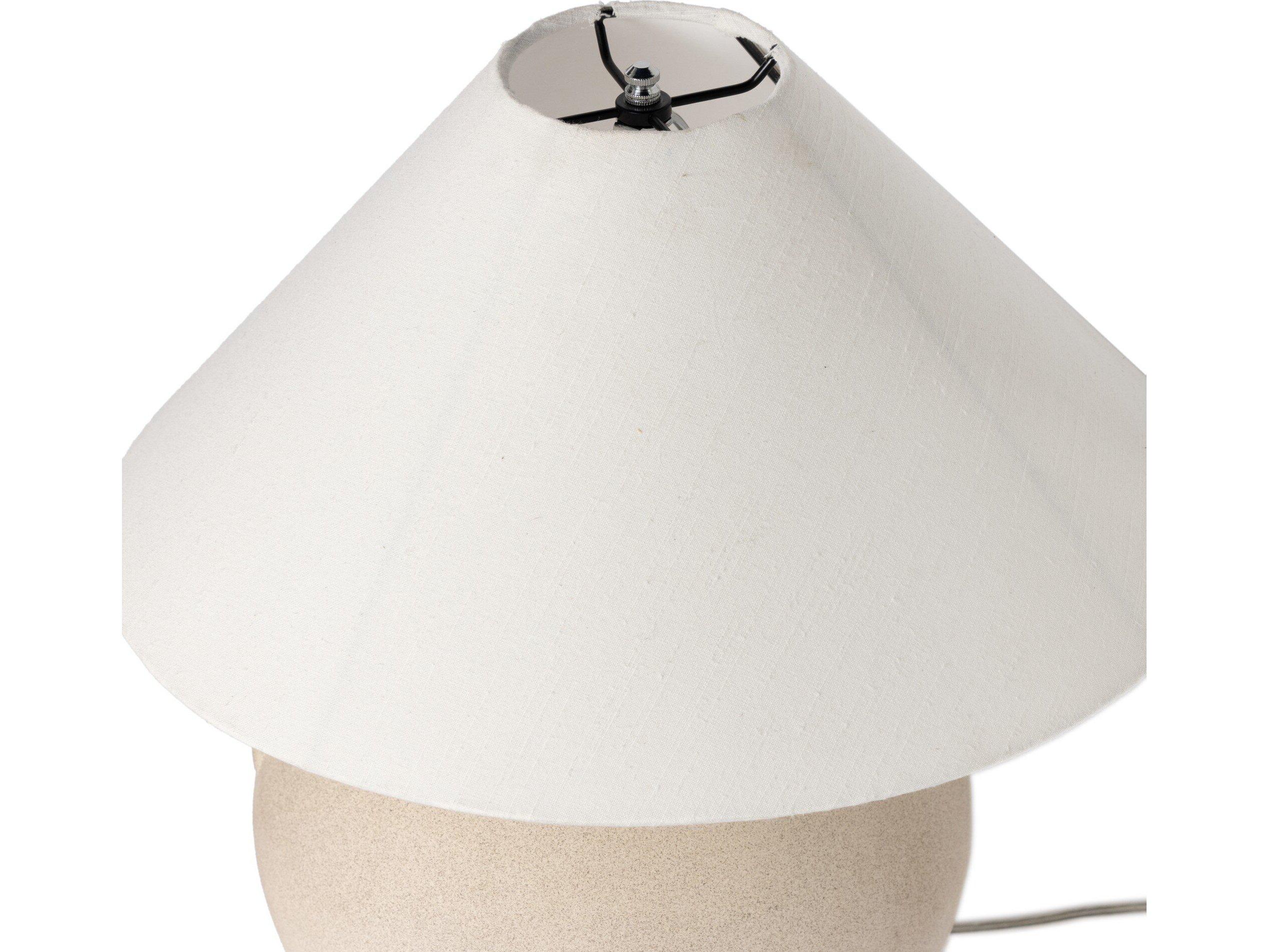 Four Hands Ryker Light Sand Ivory Linen Brown LED Table Lamp