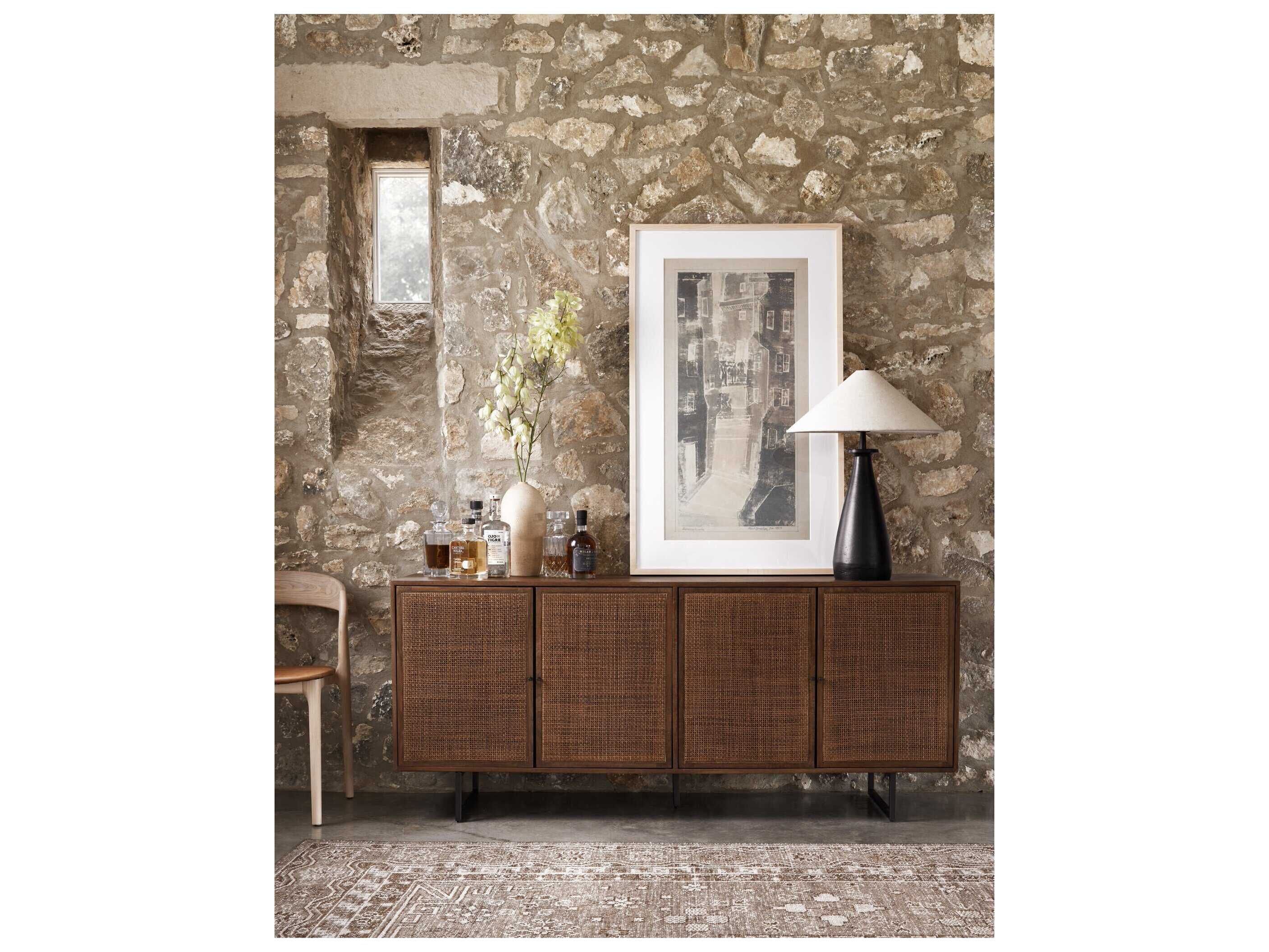 Four Hands Asher Matte Black Light Beige Buffet Lamp