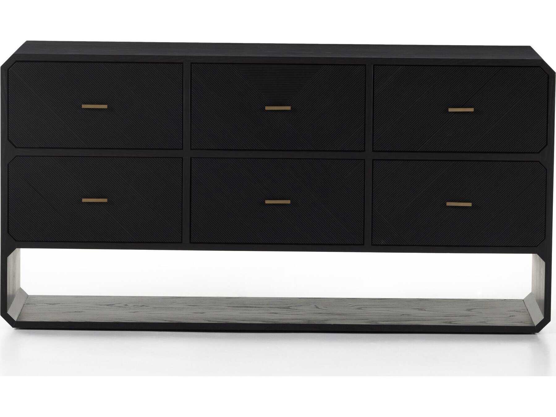Four Hands Bolton Caspian 6-Drawers Black Ash Wood Dresser