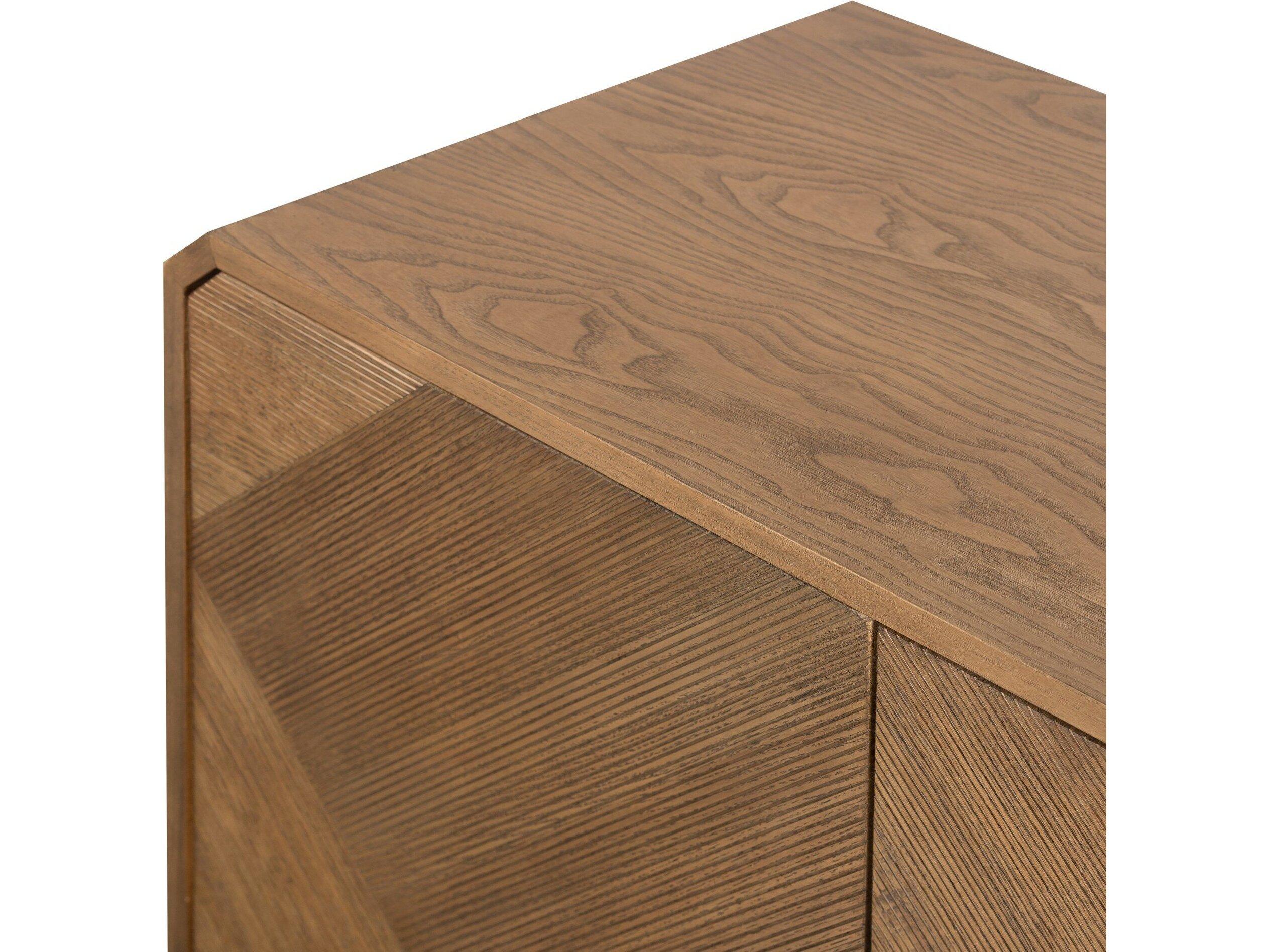 Four Hands Bolton Caspian 68" Ash Wood Natural Veneer Satin Brass Sideboard