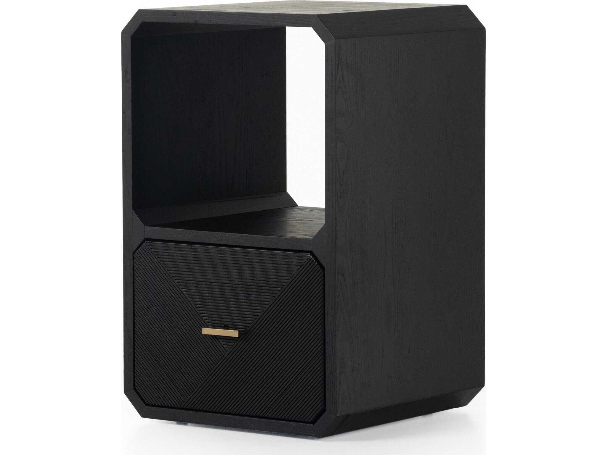 Four Hands Bolton Caspian Black Ash Veneer Square Wood End Table