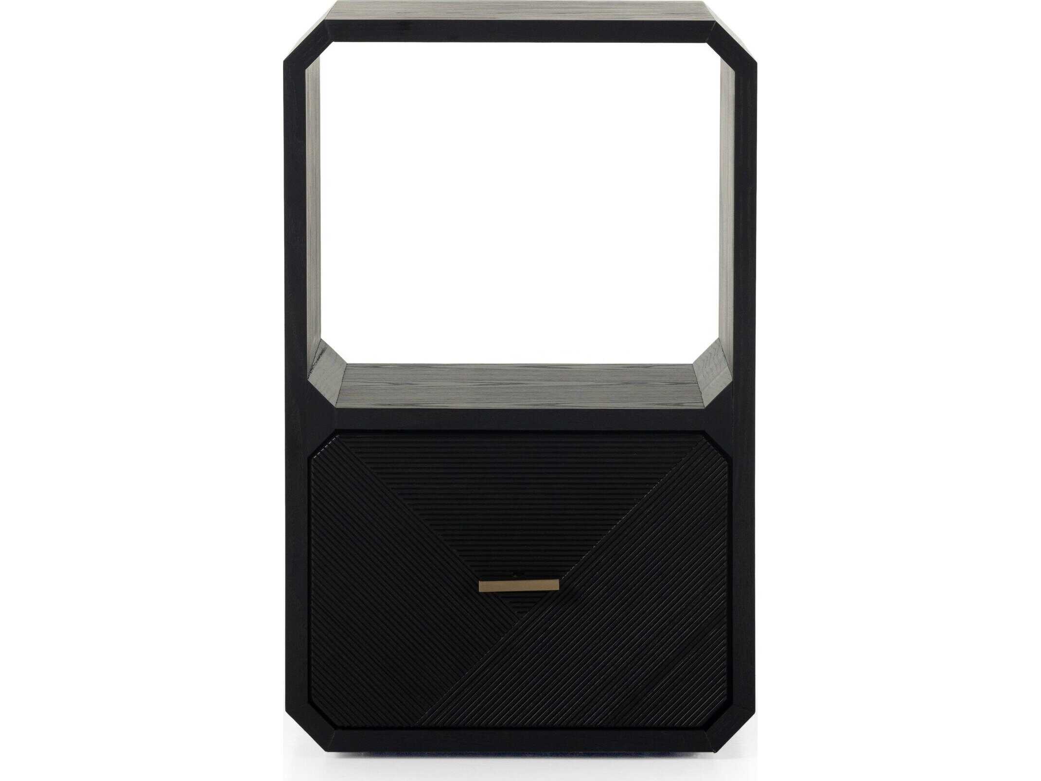 Four Hands Bolton Caspian Black Ash Veneer Square Wood End Table