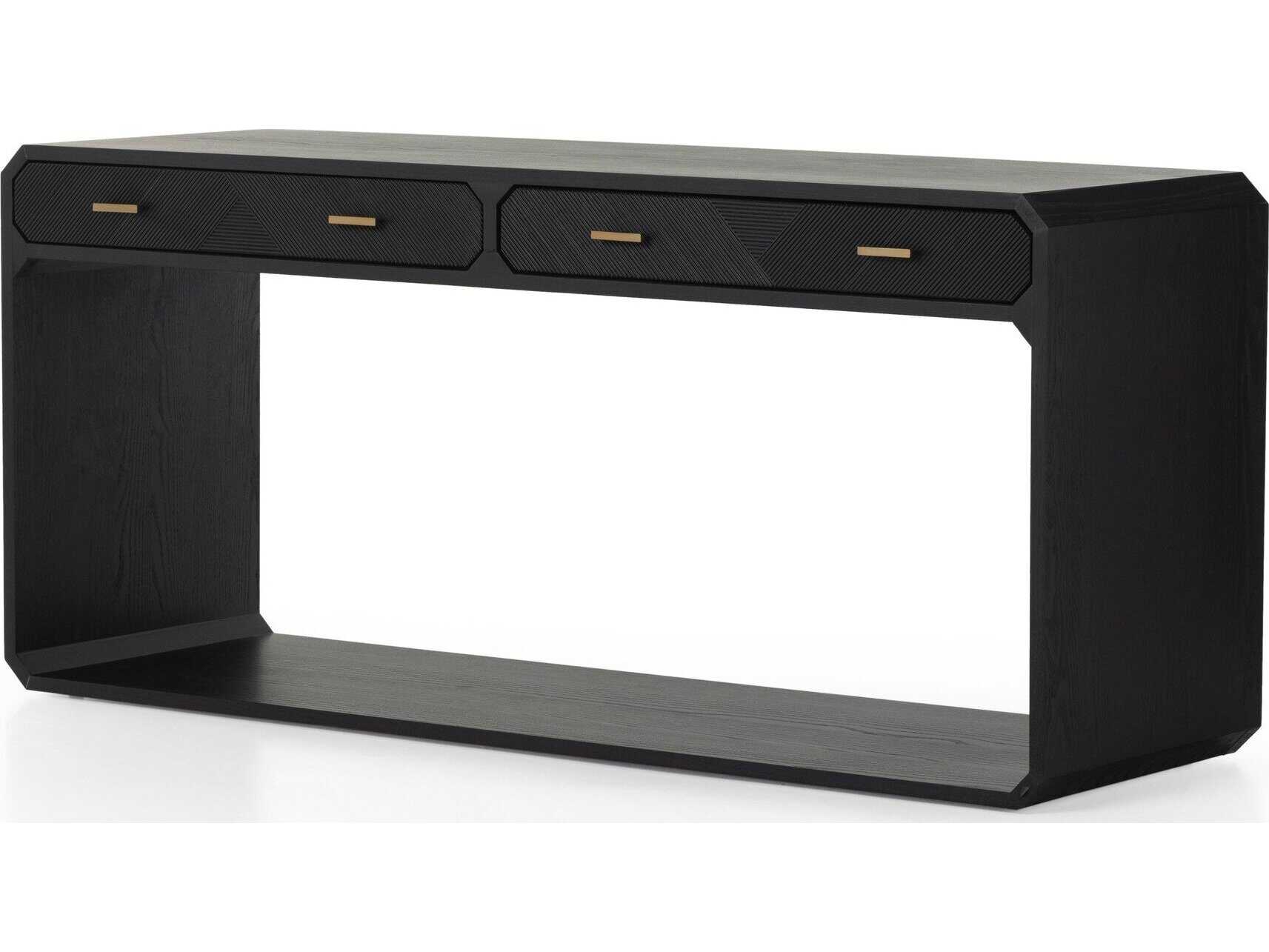 Four Hands Bolton Caspian Console Table-Black Ash