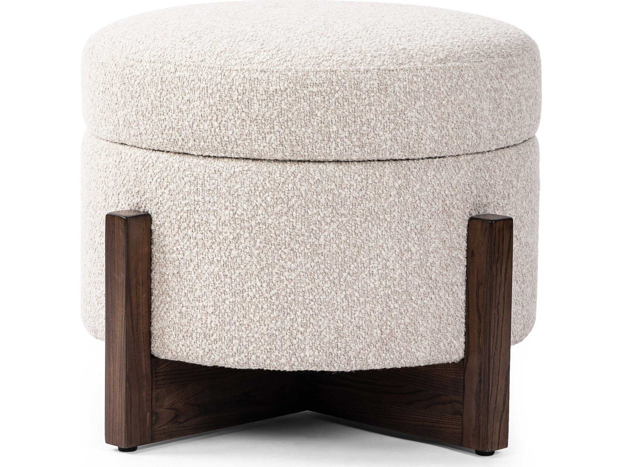 Four Hands Ashford Esben Storage Sattley Fog Terra Brown Nettlewod Beige Upholstered Ottoman