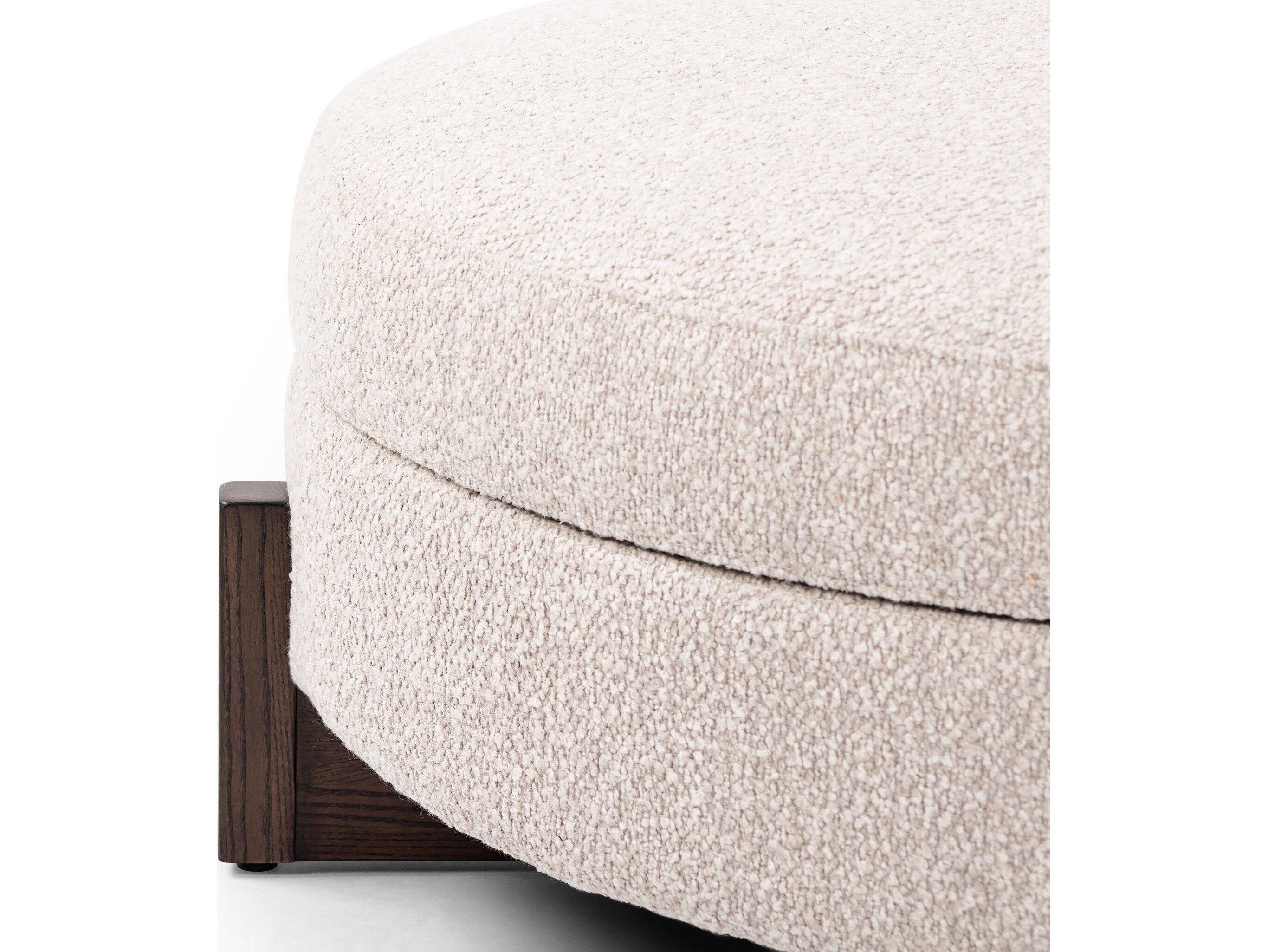 Four Hands Ashford Esben Storage Sattley Fog Terra Brown Nettlewod Beige Upholstered Ottoman
