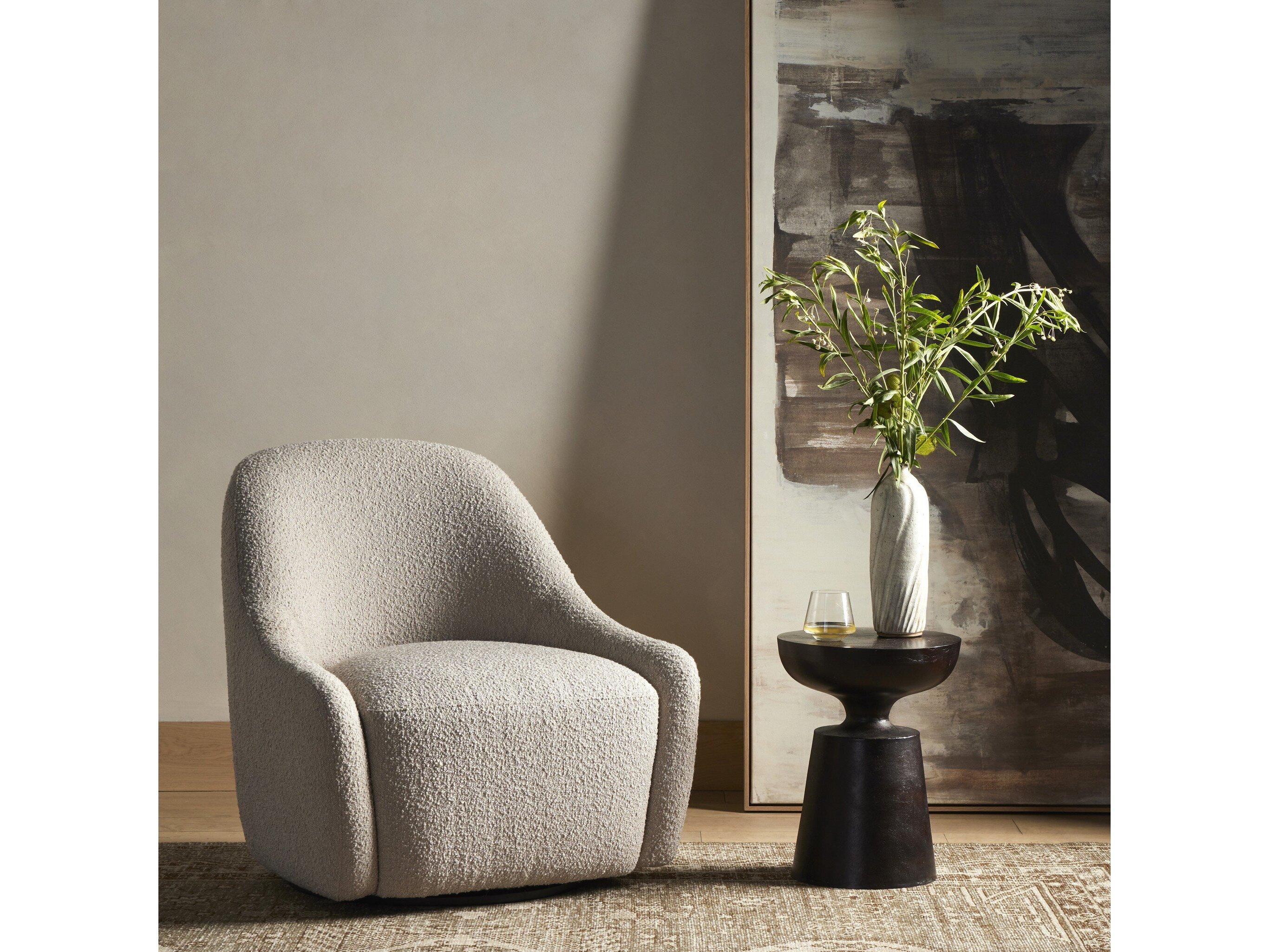 Four Hands Oslo Levi Knoll Sand Swivel Accent Chair