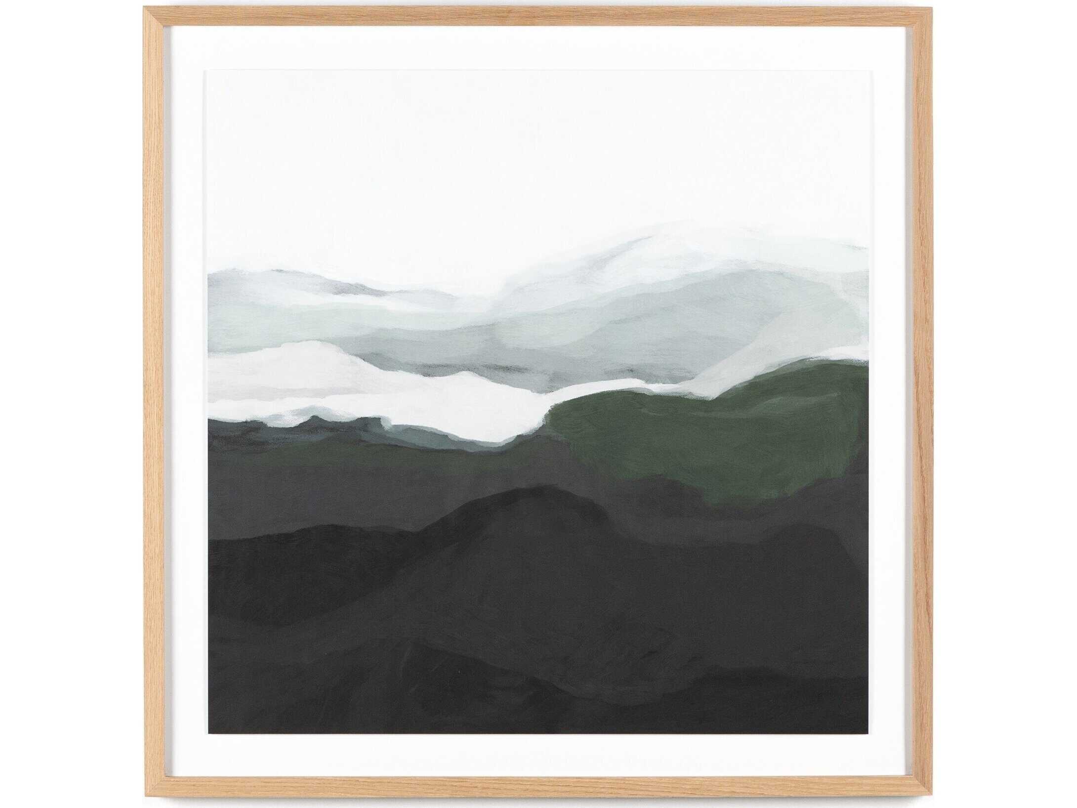 Four Hands Art Studio Emerald Land by Dan Hobday Vertical Grain White Oak  Canvas Wall Art