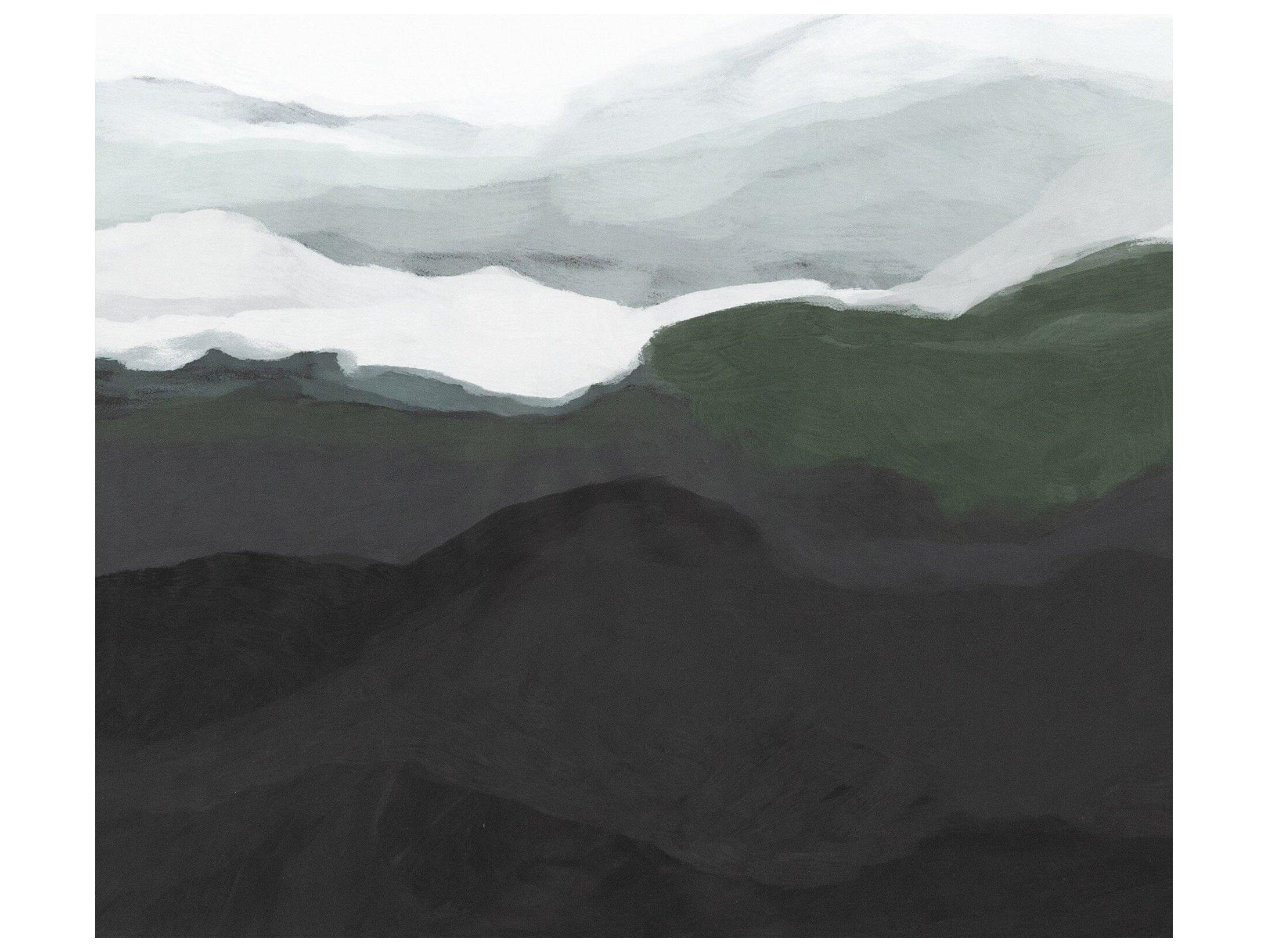 Four Hands Art Studio Emerald Land by Dan Hobday Vertical Grain White Oak  Canvas Wall Art