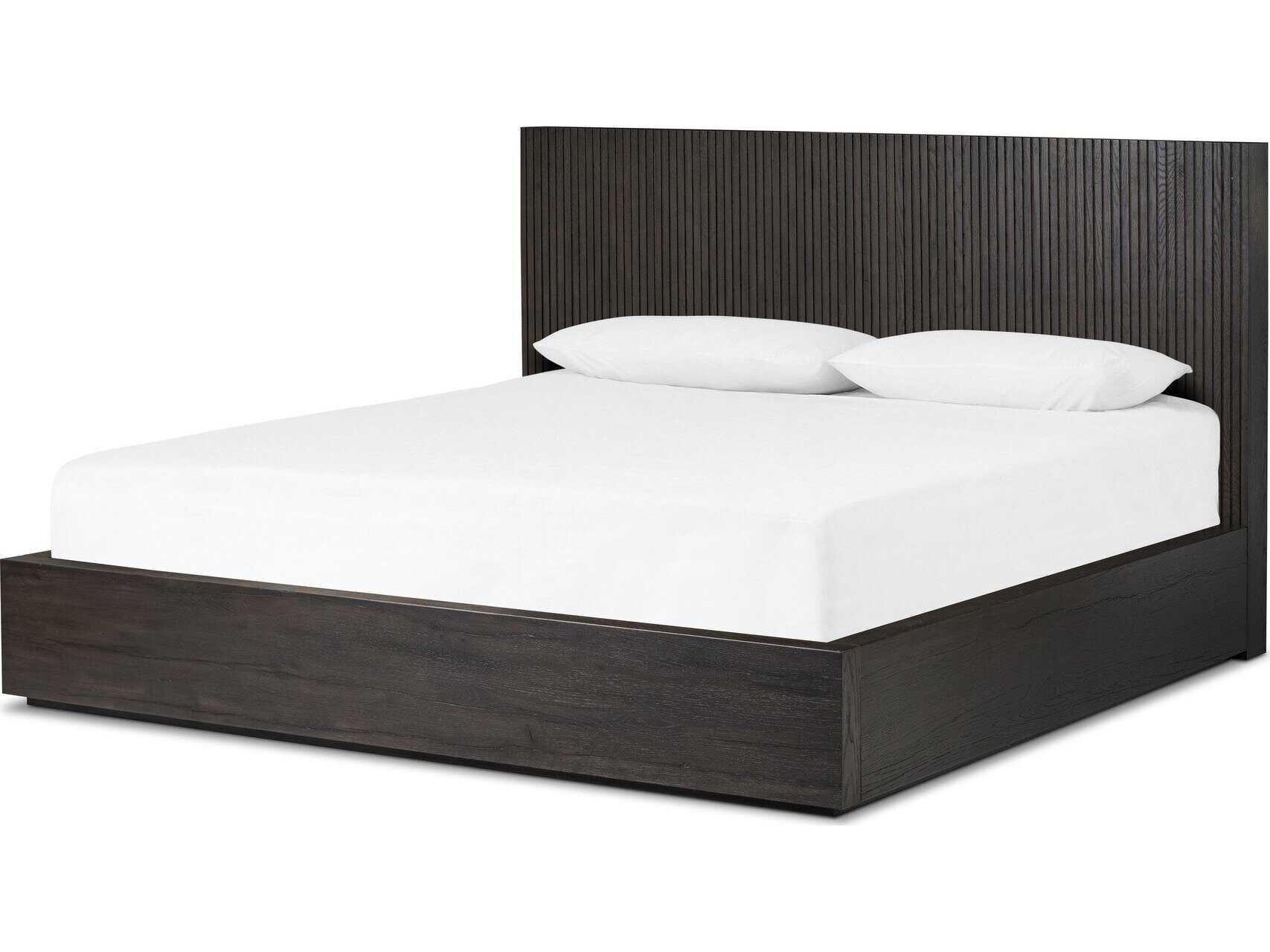 Four Hands Bina Leo Black Oak Wood King Platform Bed