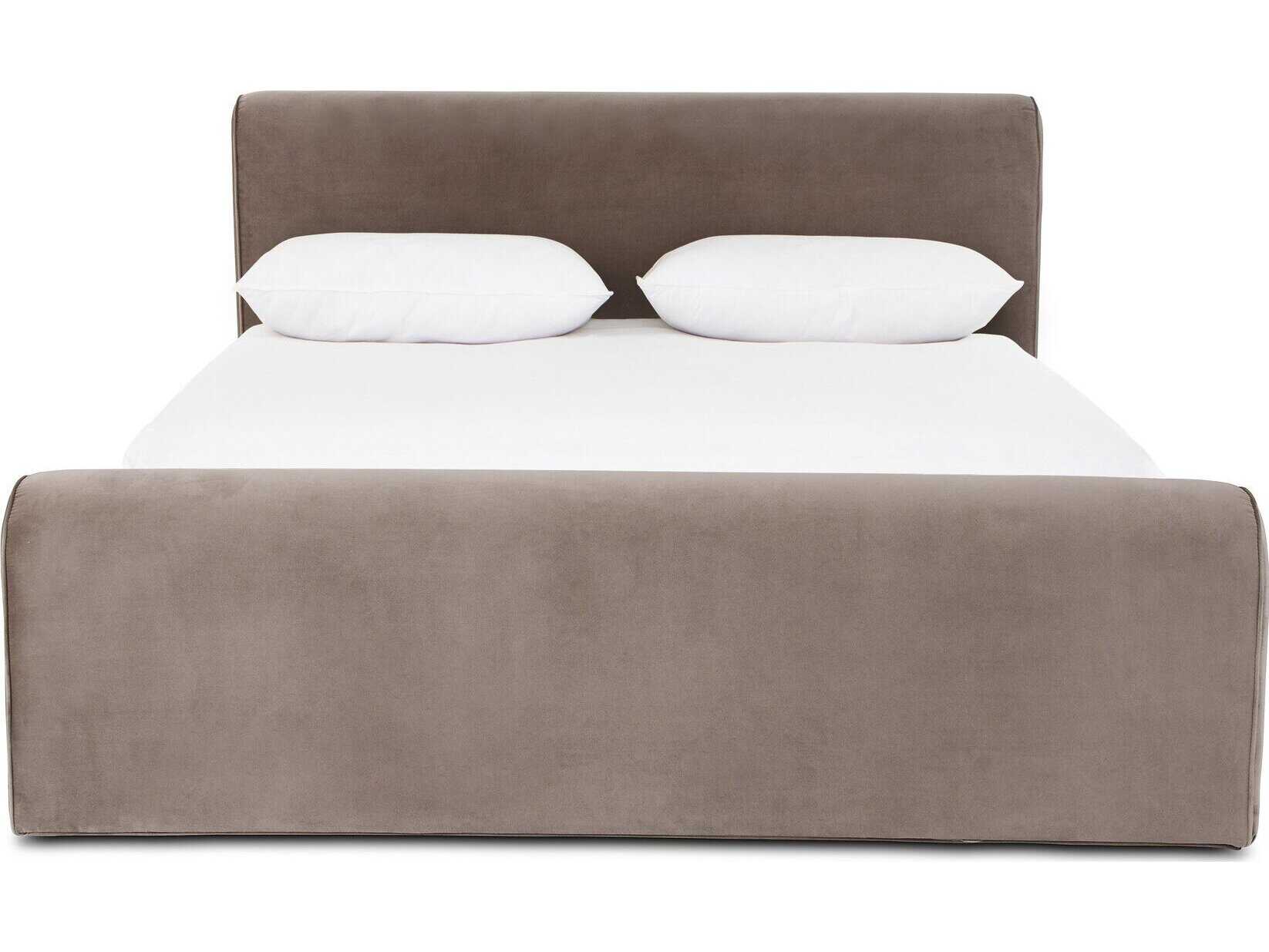 Four Hands Norwood Surrey Fossil Burma Shiitake Brown Upholstered King Panel Bed