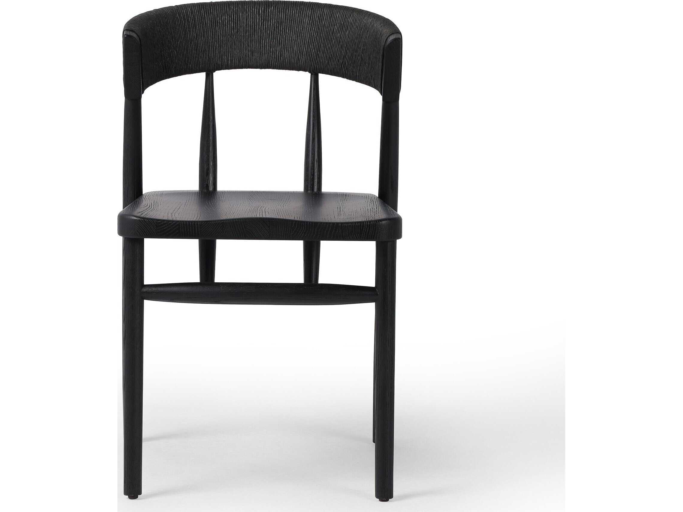 Four Hands Allston Buxton Oak Wood Black Side Dining Chair