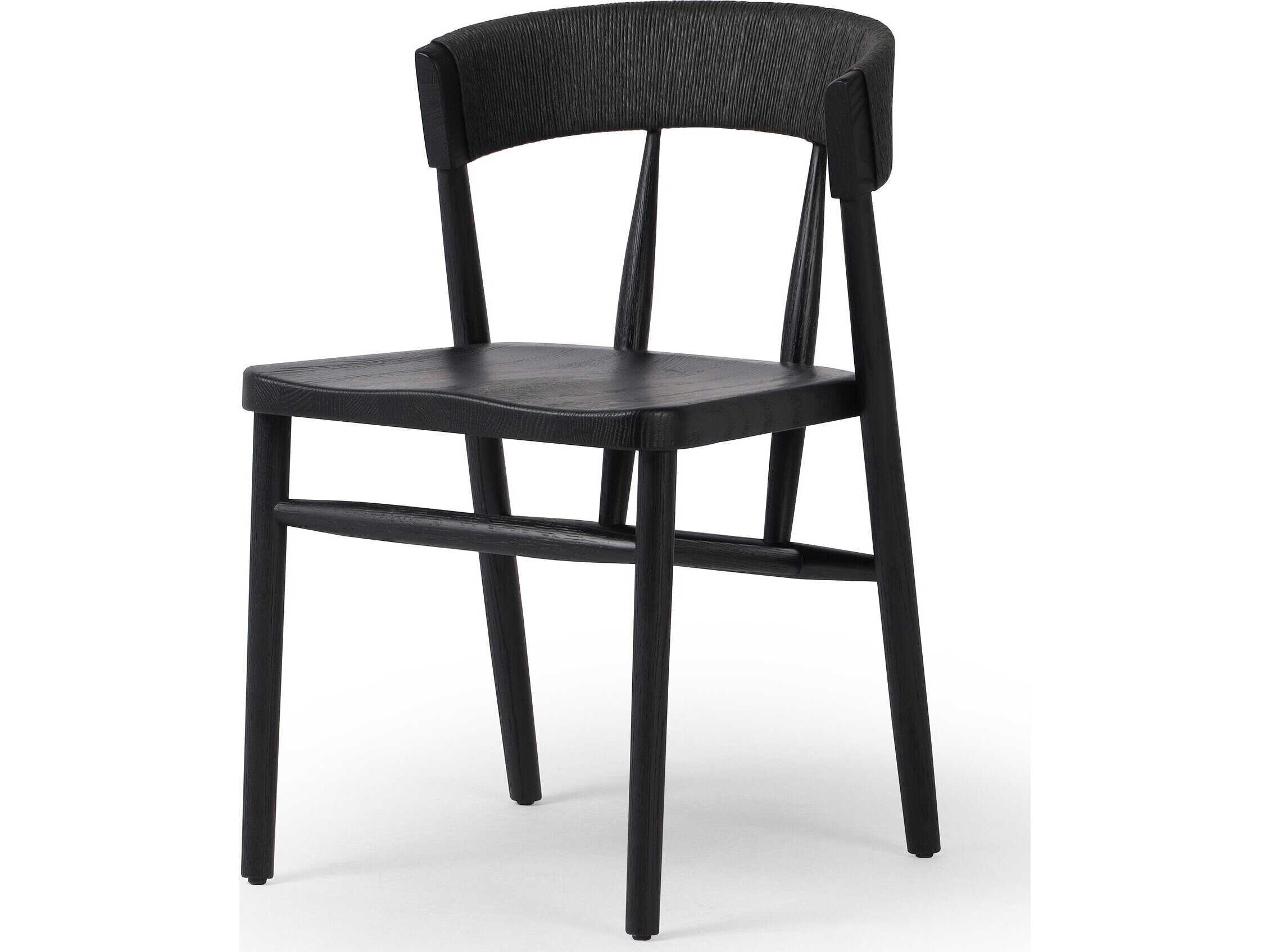 Four Hands Allston Buxton Oak Wood Black Side Dining Chair