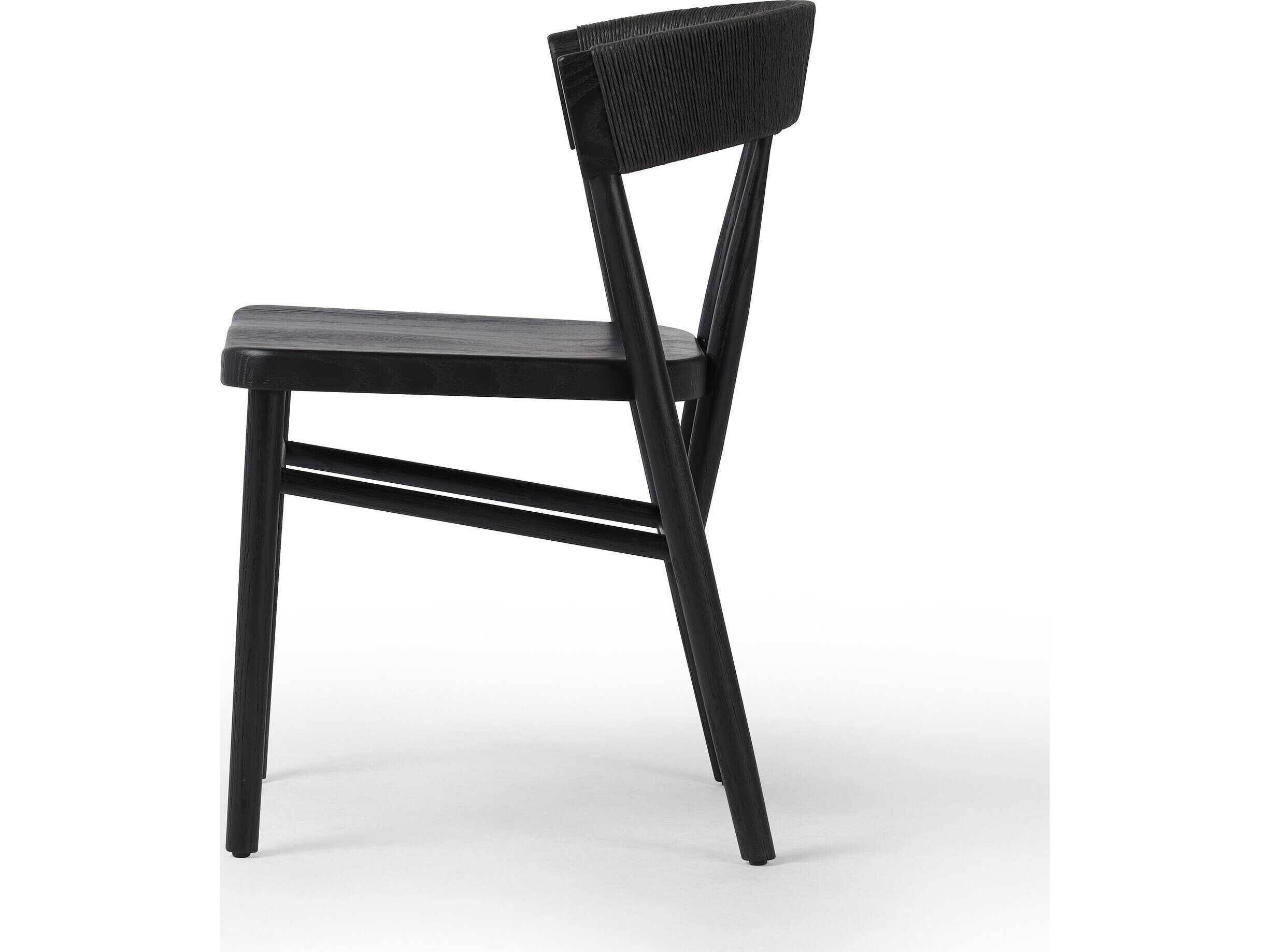 Four Hands Allston Buxton Oak Wood Black Side Dining Chair