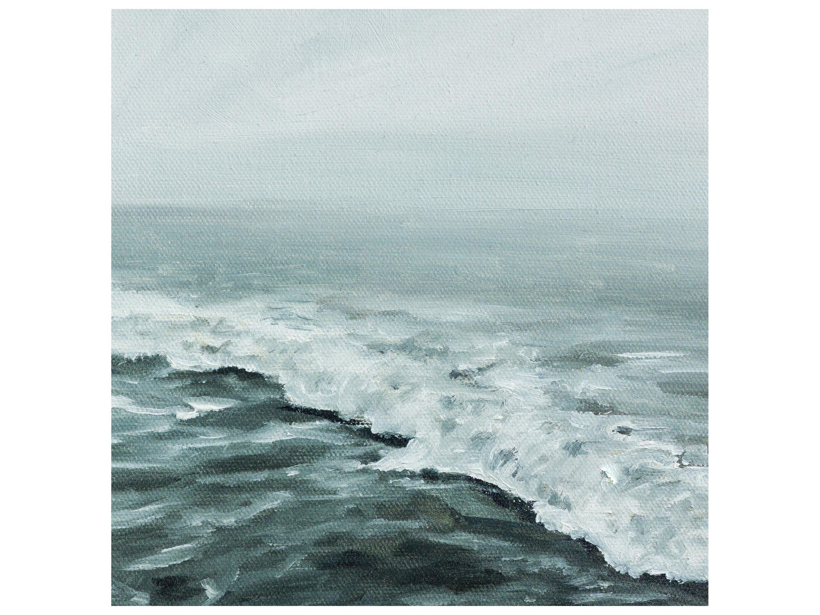 Four Hands Art Studio Morning Waves by Shaina Page Natural Maple Floater  Canvas Wall Art