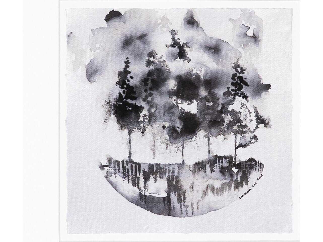 Four Hands Art Studio Through The Trees II by Santhosh Ch Rustic Walnut  Canvas Wall Art