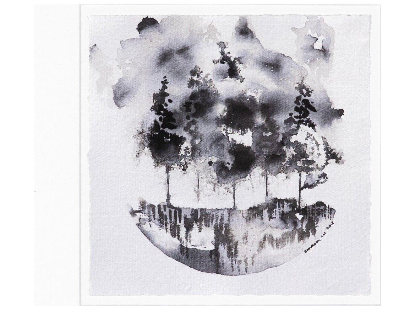 Four Hands Art Studio Through The Trees II by Santhosh Ch Rustic Walnut  Canvas Wall Art