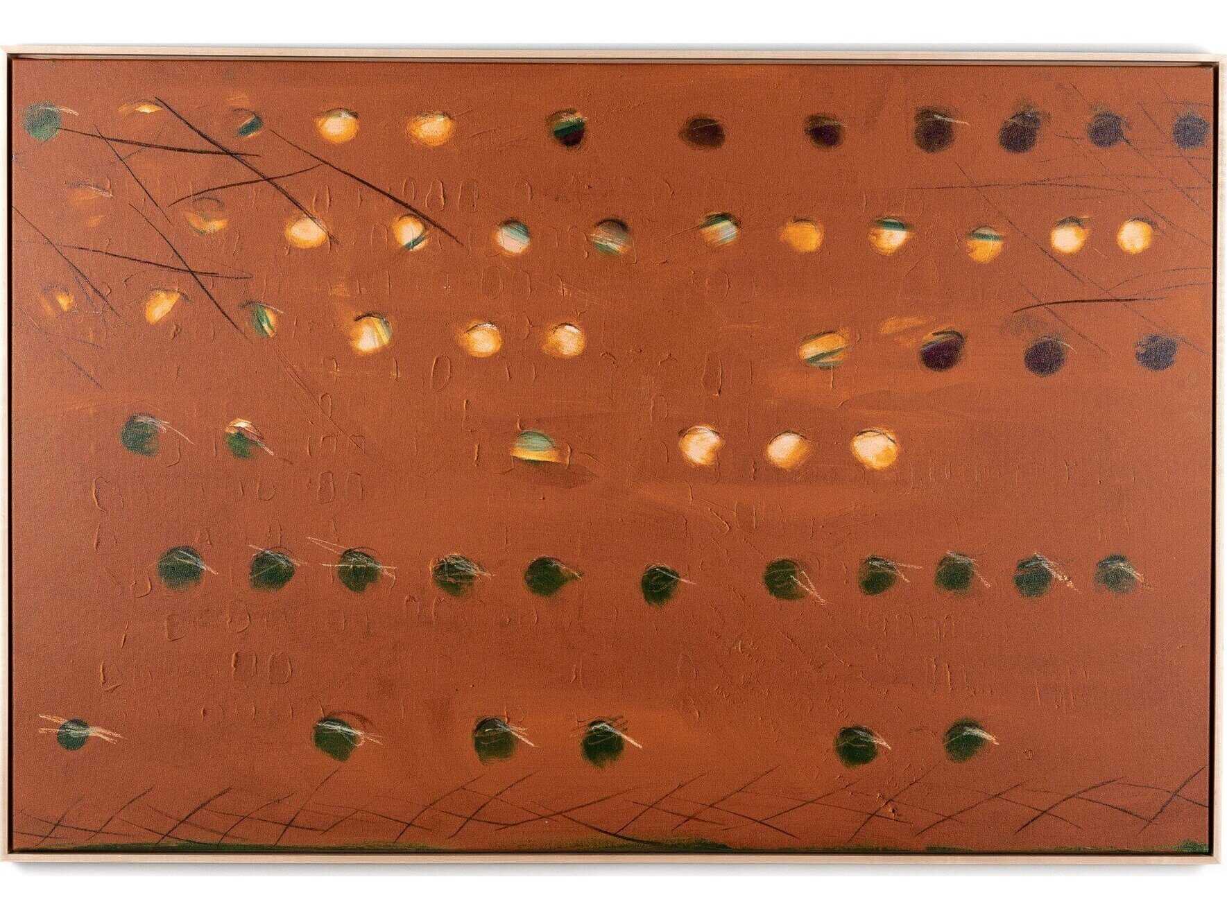 Four Hands Art Studio X Spot Rust by Jamie Beckwith Natural Maple Floater  Canvas Wall Art