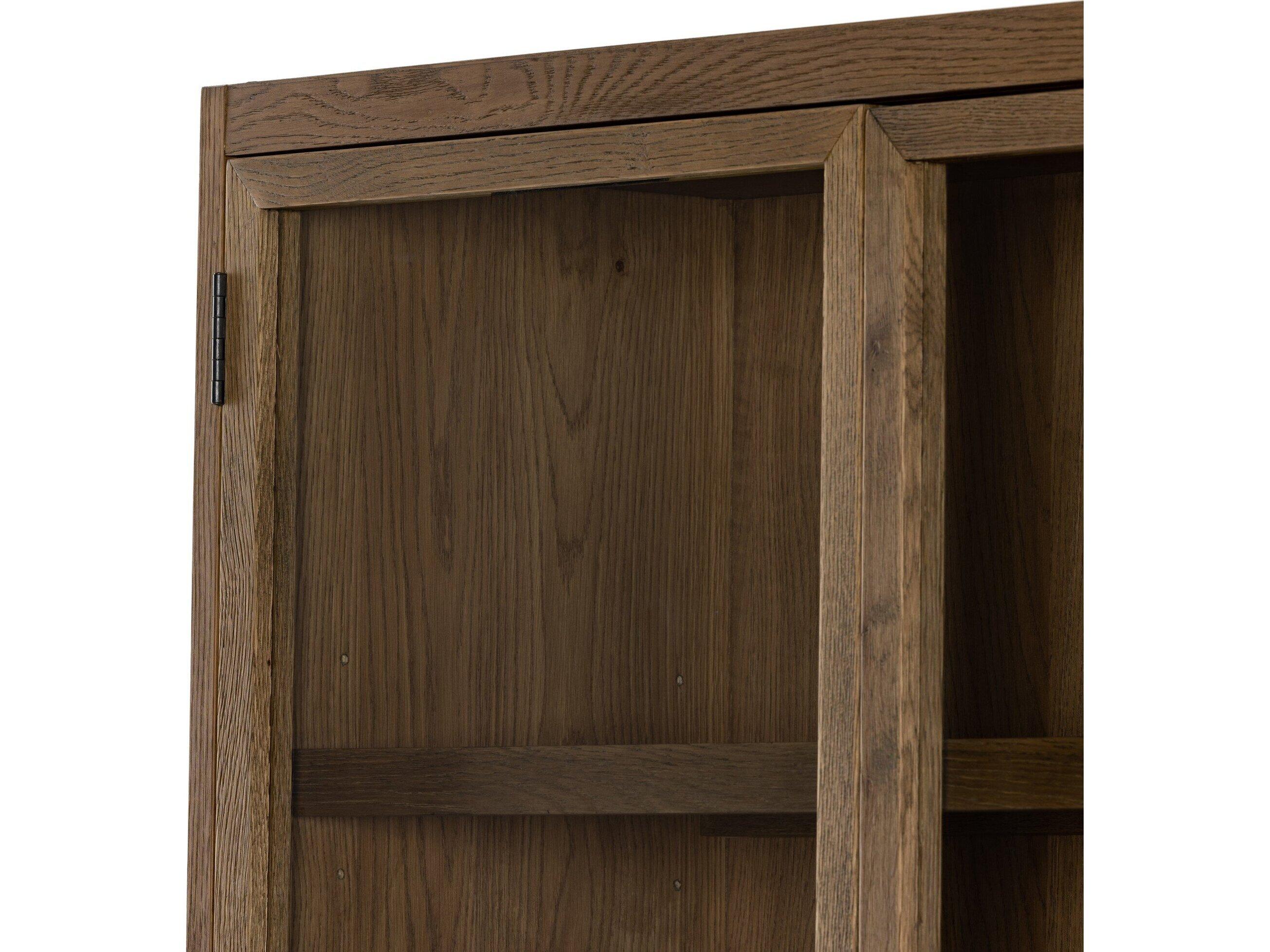 Four Hands Irondale Millie Oak Wood Tempered Glass Drifted Display Cabinet