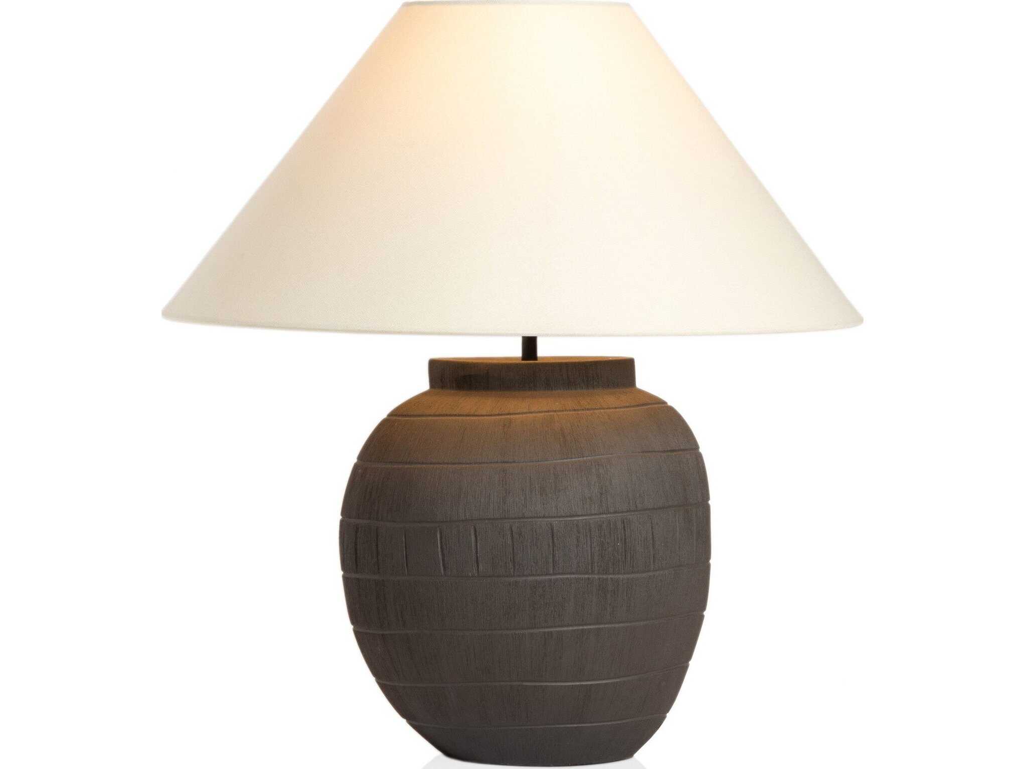 Four Hands Ryker Muji Textured Matte Black Porcelain Ceramic Table Lamp