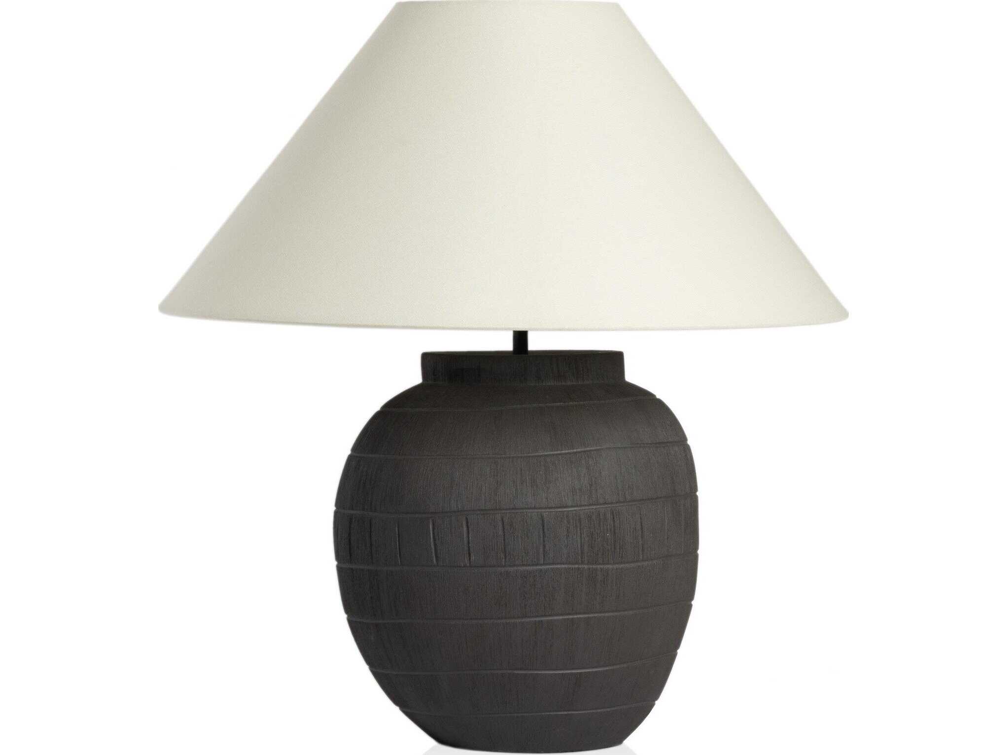 Four Hands Ryker Muji Textured Matte Black Porcelain Ceramic Table Lamp