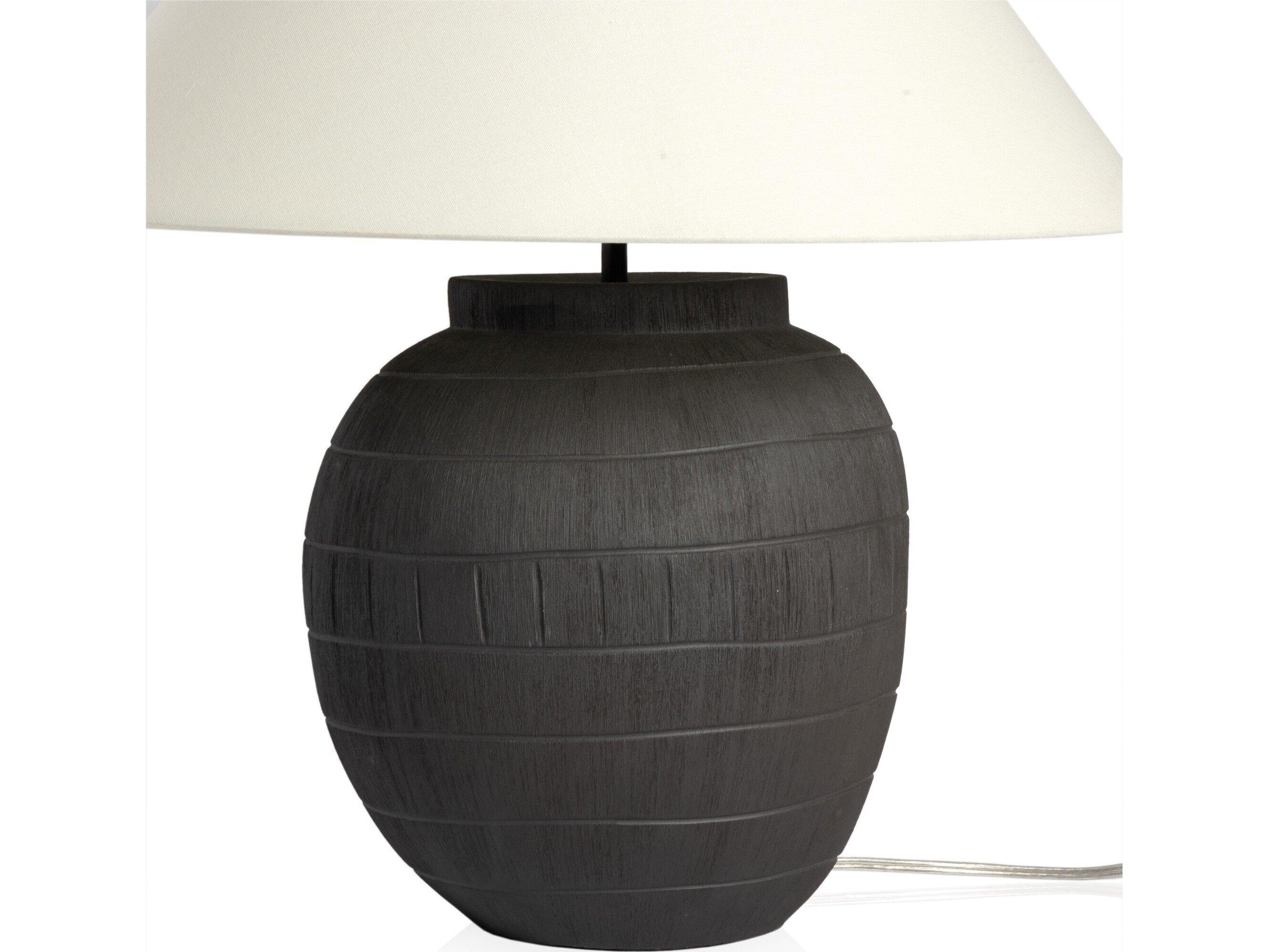 Four Hands Ryker Muji Textured Matte Black Porcelain Ceramic Table Lamp