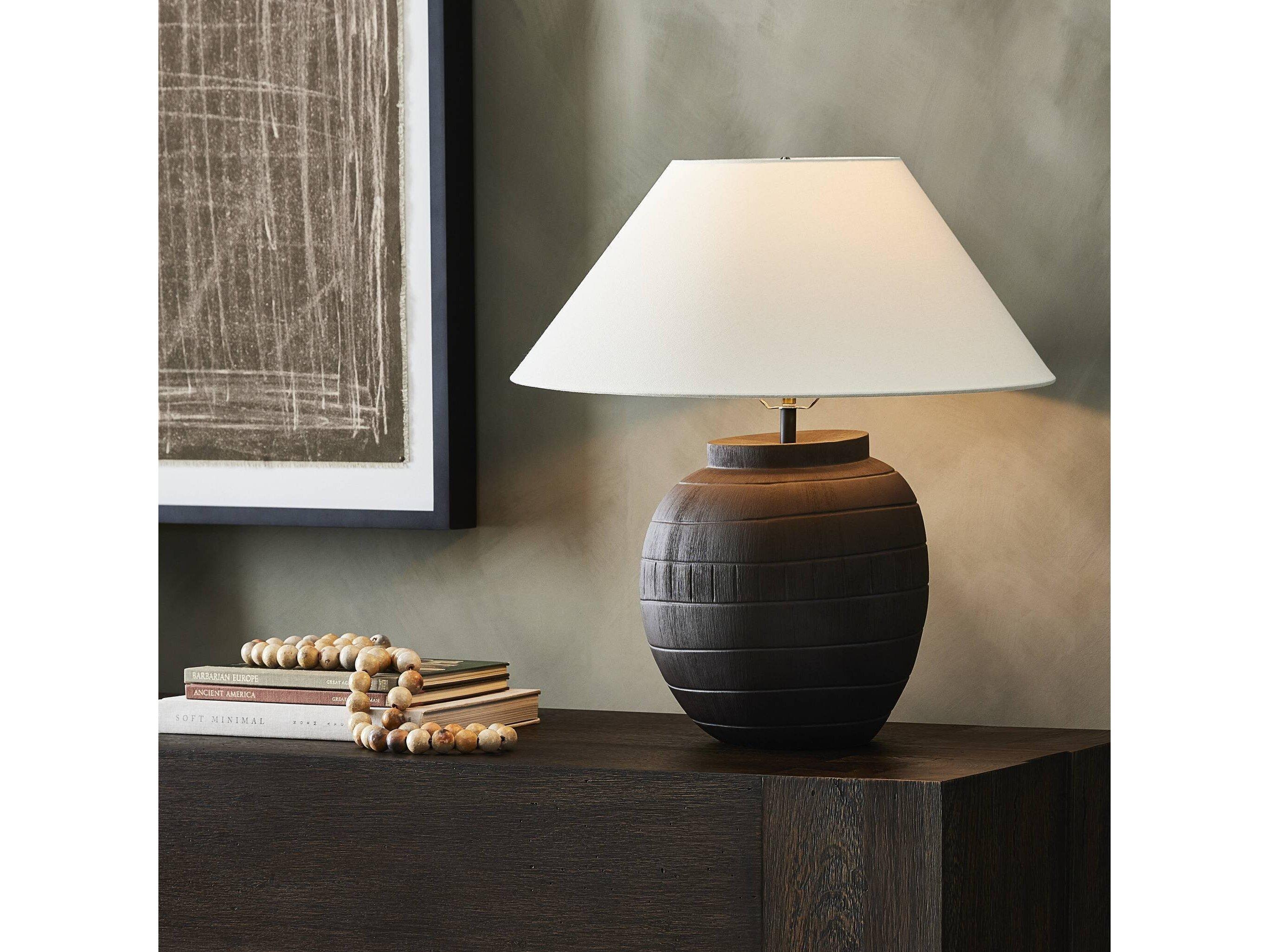 Four Hands Ryker Muji Textured Matte Black Porcelain Ceramic Table Lamp
